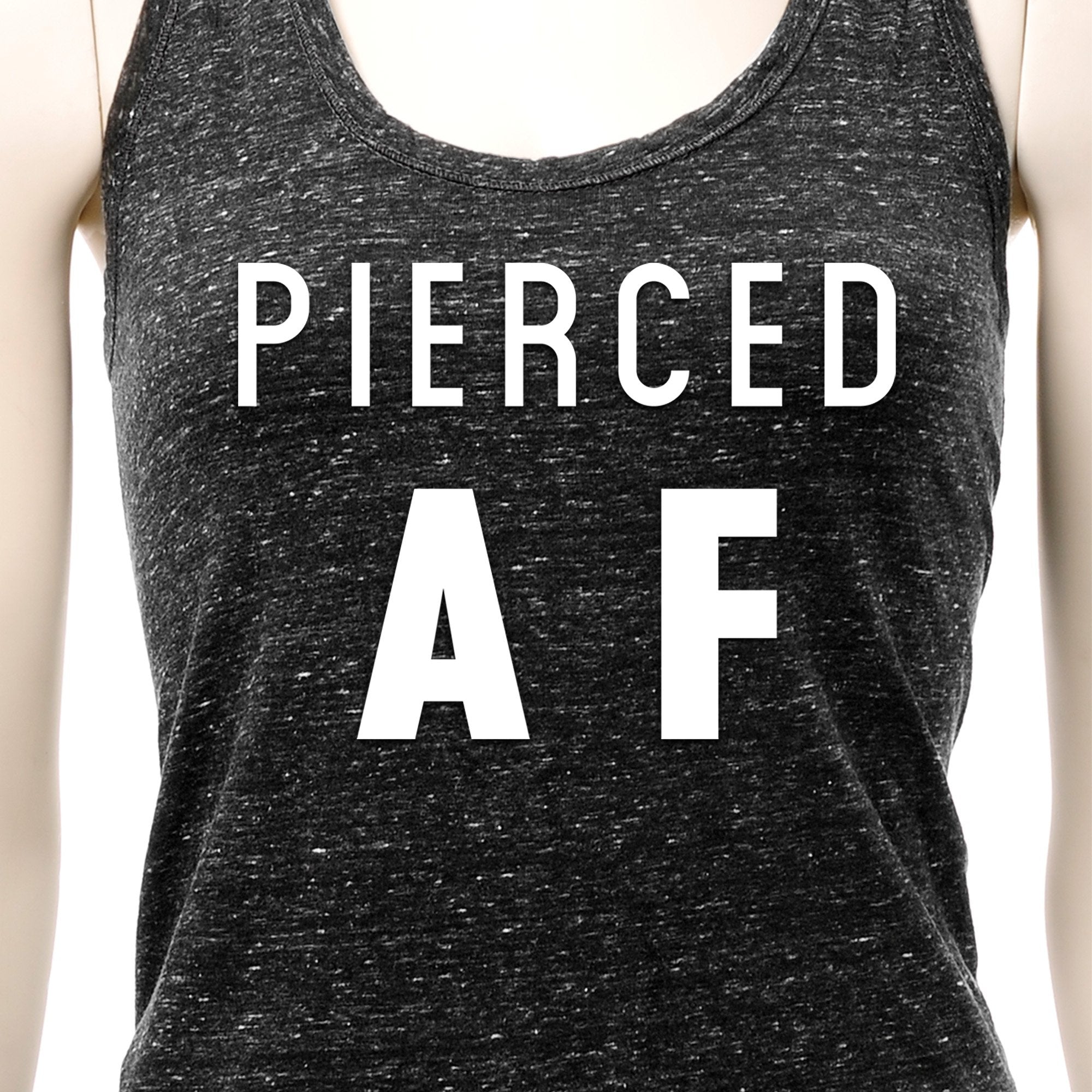 Pierced AF Black Gray Cosmic Twist Back Tank Top