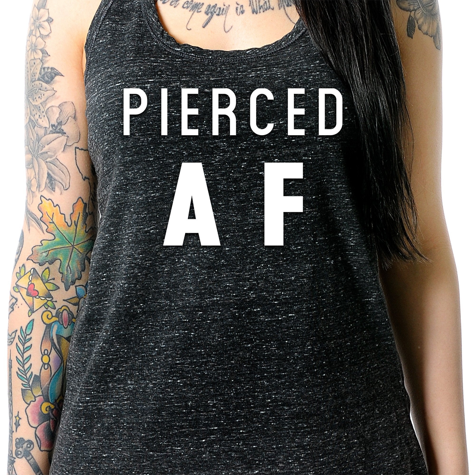 Pierced AF Black Gray Cosmic Twist Back Tank Top