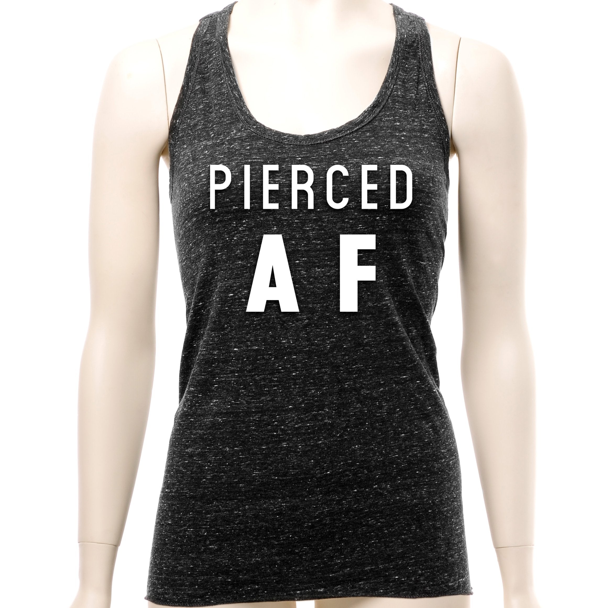 Pierced AF Black Gray Cosmic Twist Back Tank Top