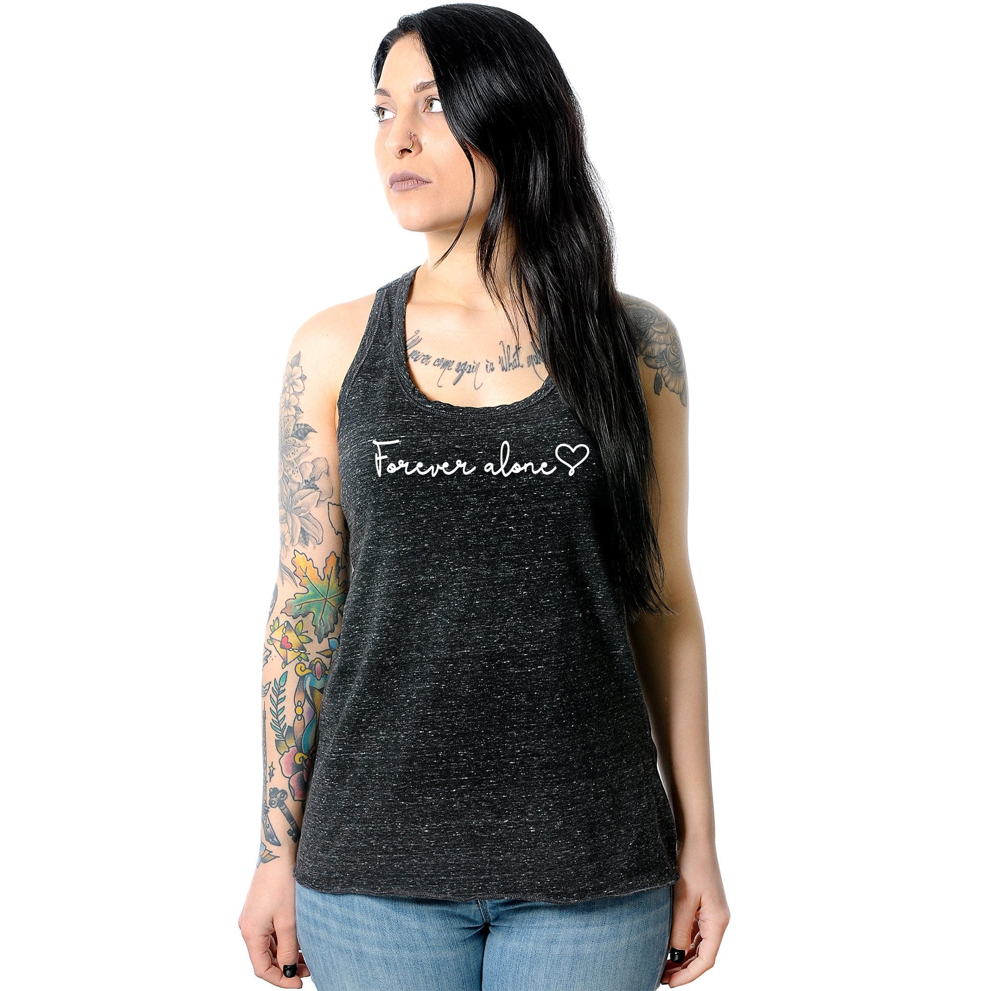 Forever Alone Black Gray Cosmic Twist Back Tank Top