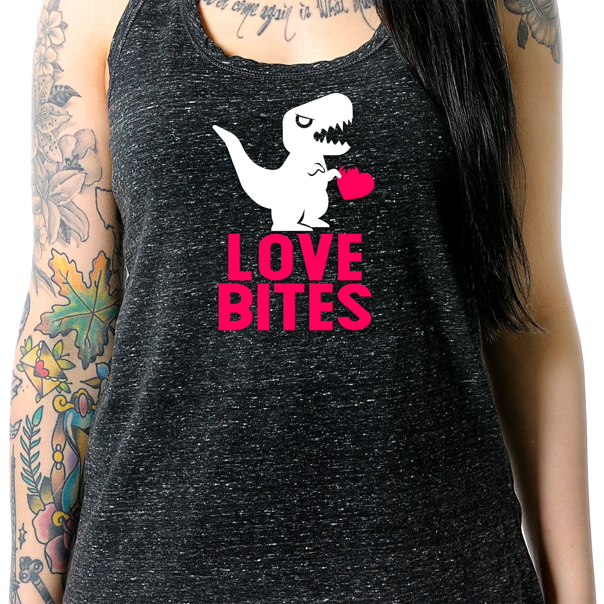 Love Bites Black Gray Cosmic Twist Back Tank Top