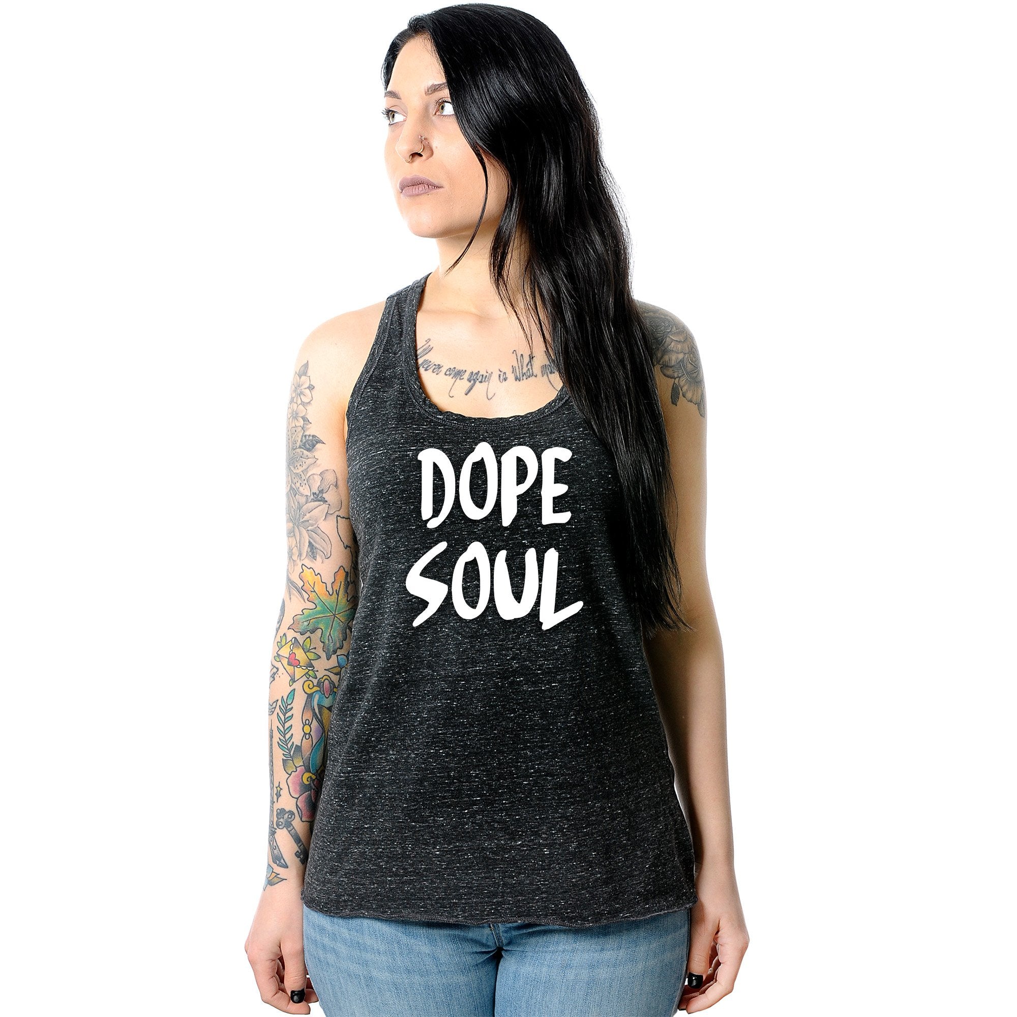 Dope Soul Black Gray Cosmic Twist Back Tank Top