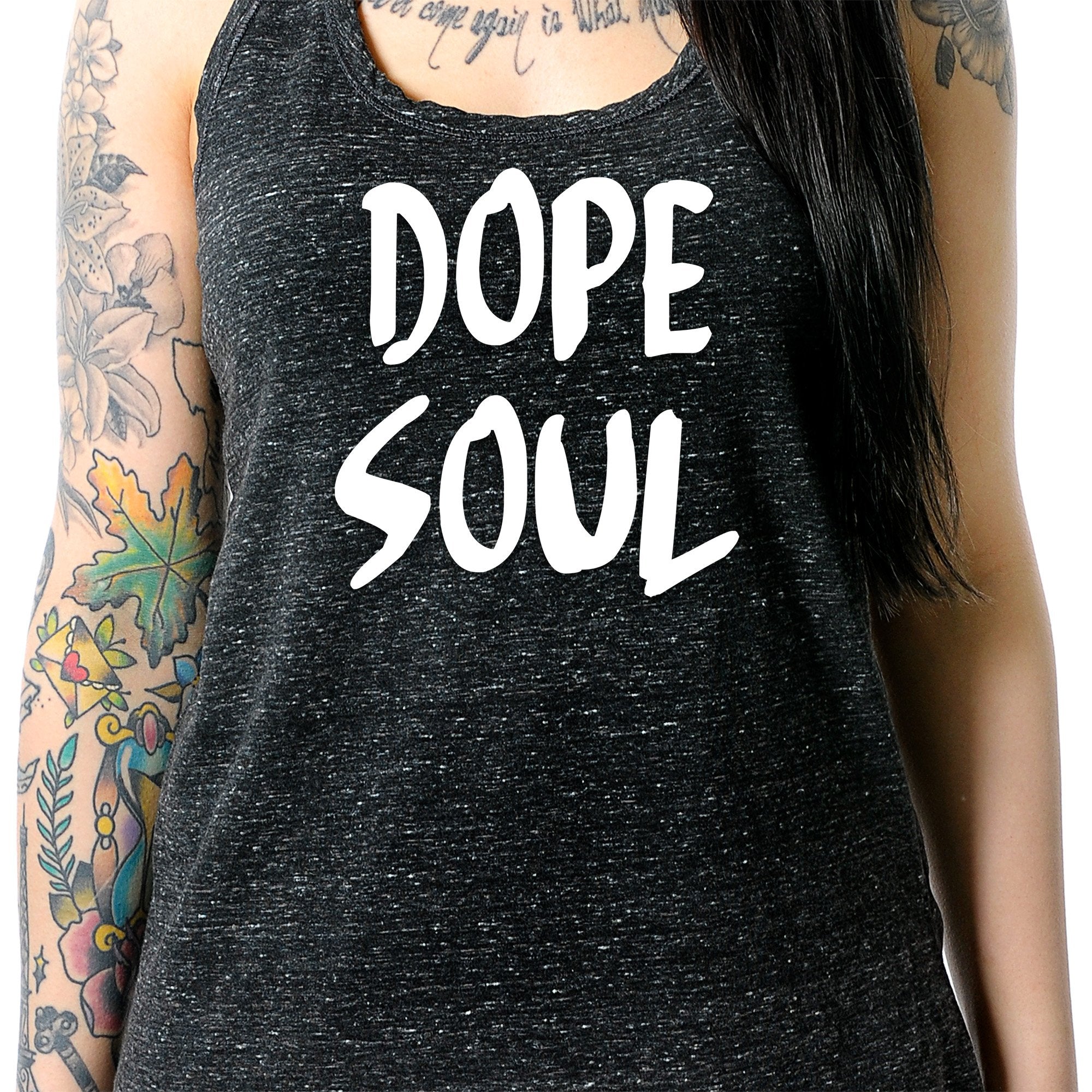 Dope Soul Black Gray Cosmic Twist Back Tank Top