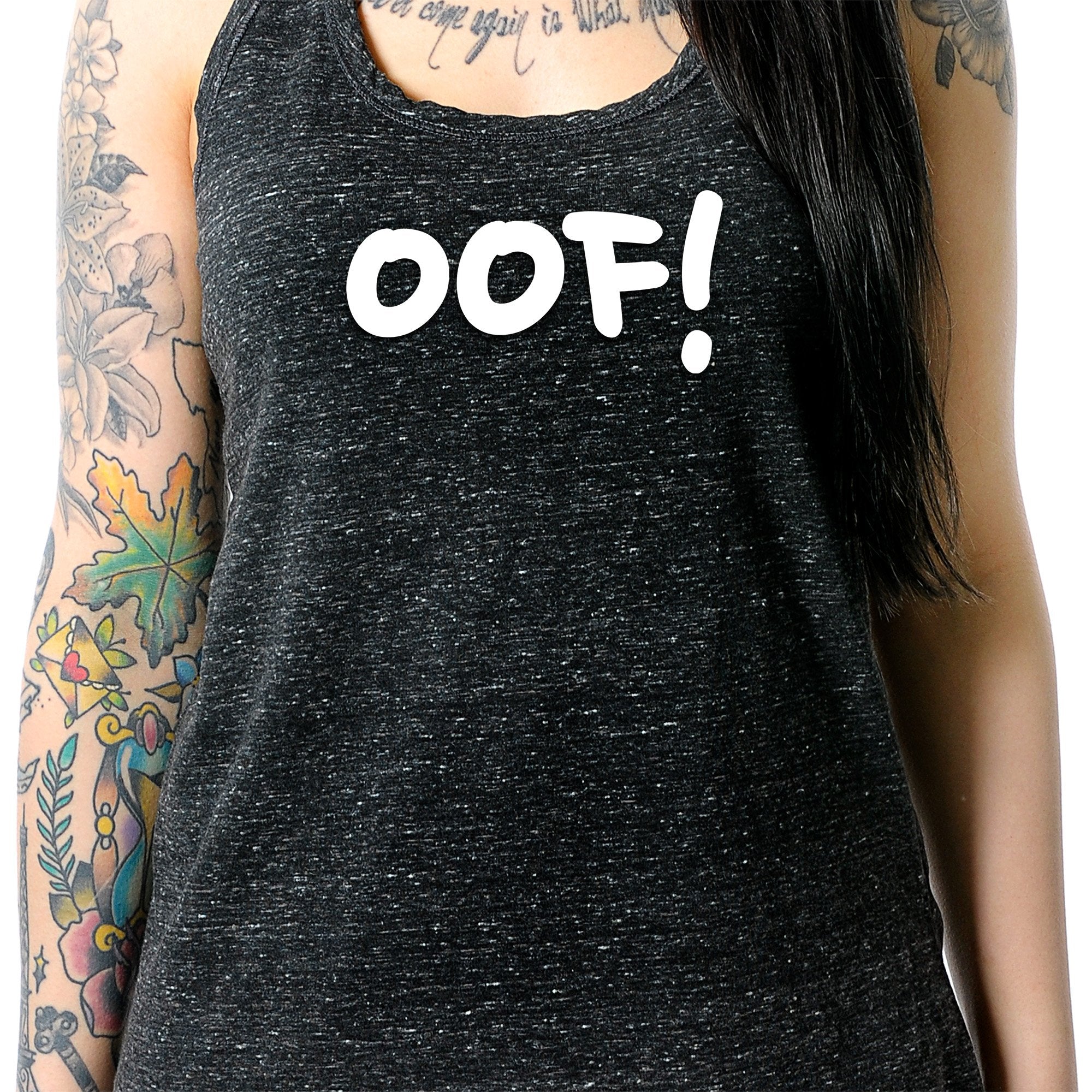 oof! Black Gray Cosmic Twist Back Tank Top