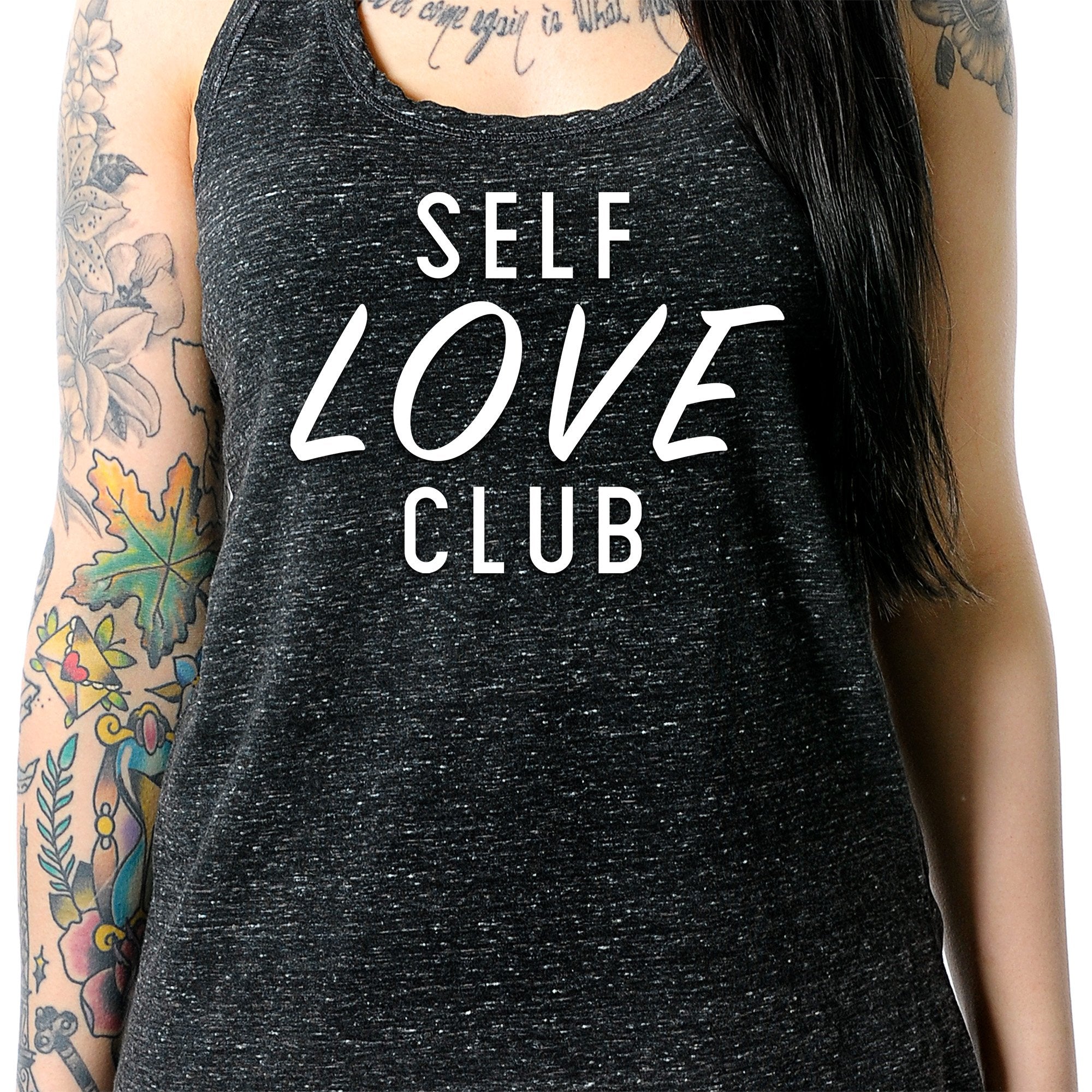 Self Love Club Black Gray Cosmic Twist Back Tank Top