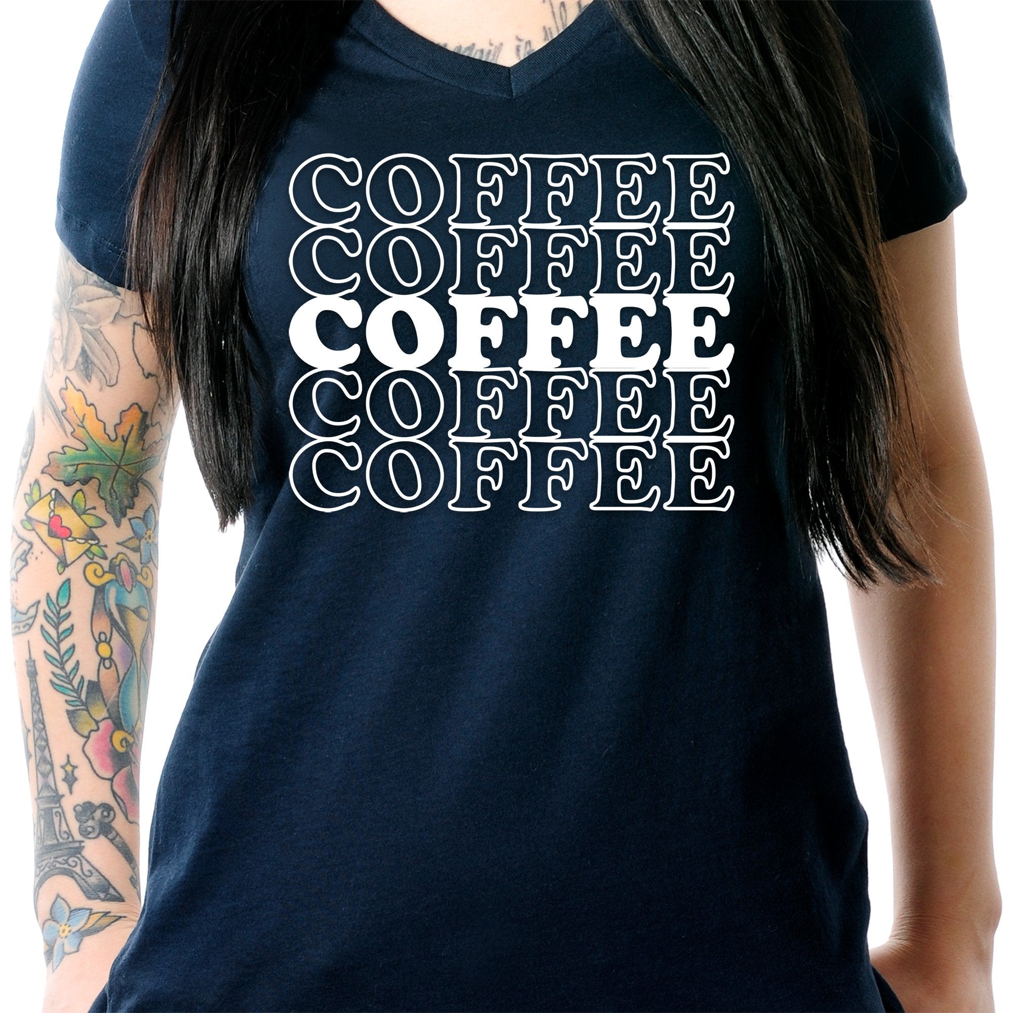 Coffee Coffee Coffee Coffee Coffee V-Neck Tee Shirt