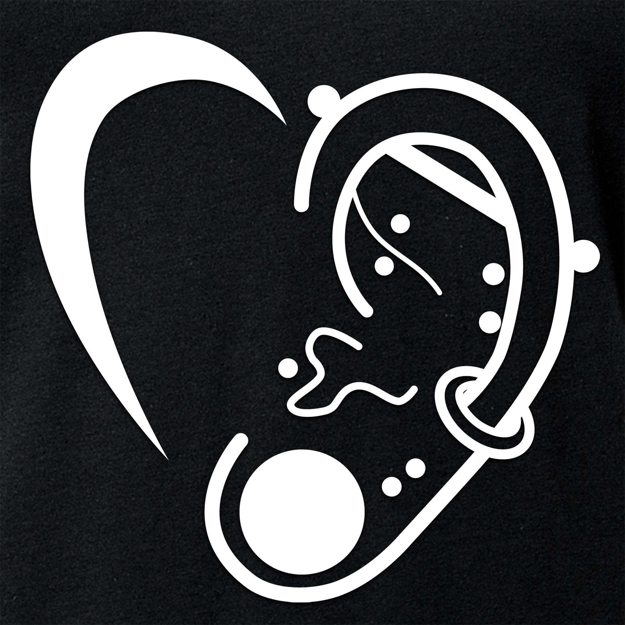 Modified Ear Heart Tapered V-Neck Tee Shirt