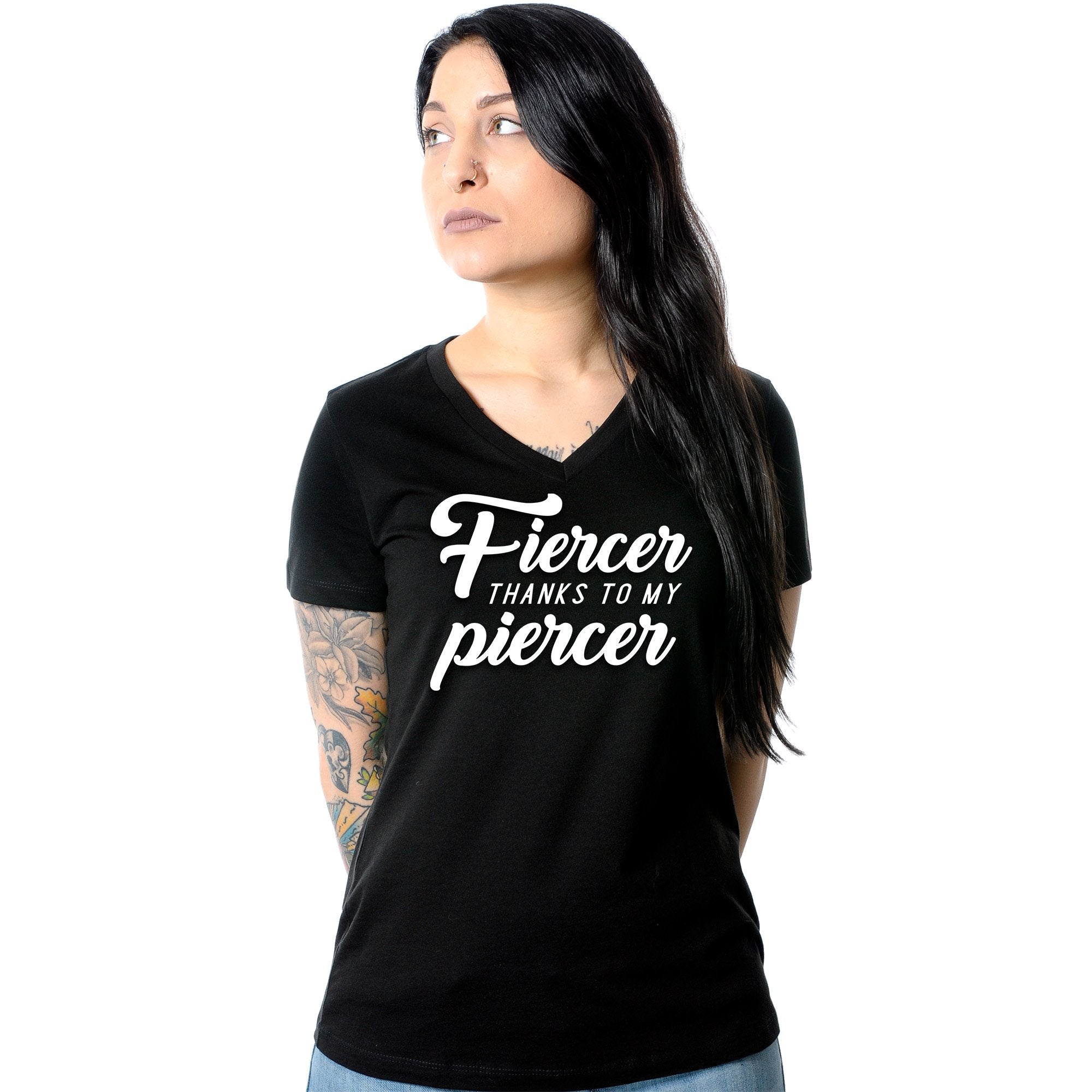 Fiercer thanks to my Piercer Black Tapered V-Neck Tee Shirt