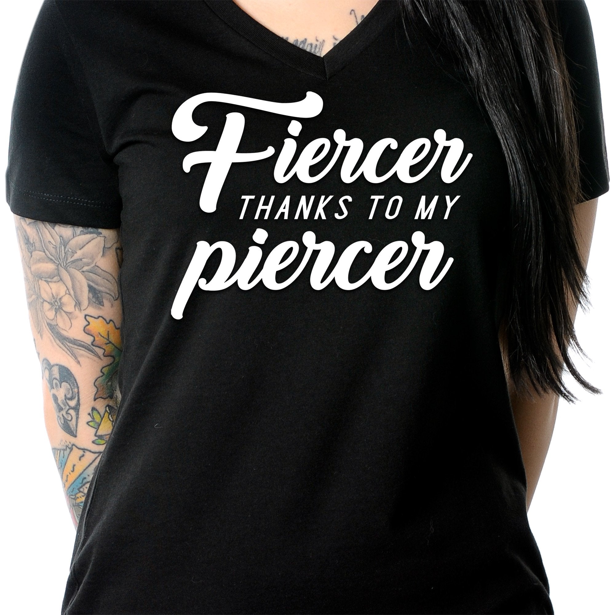 Fiercer thanks to my Piercer Black Tapered V-Neck Tee Shirt