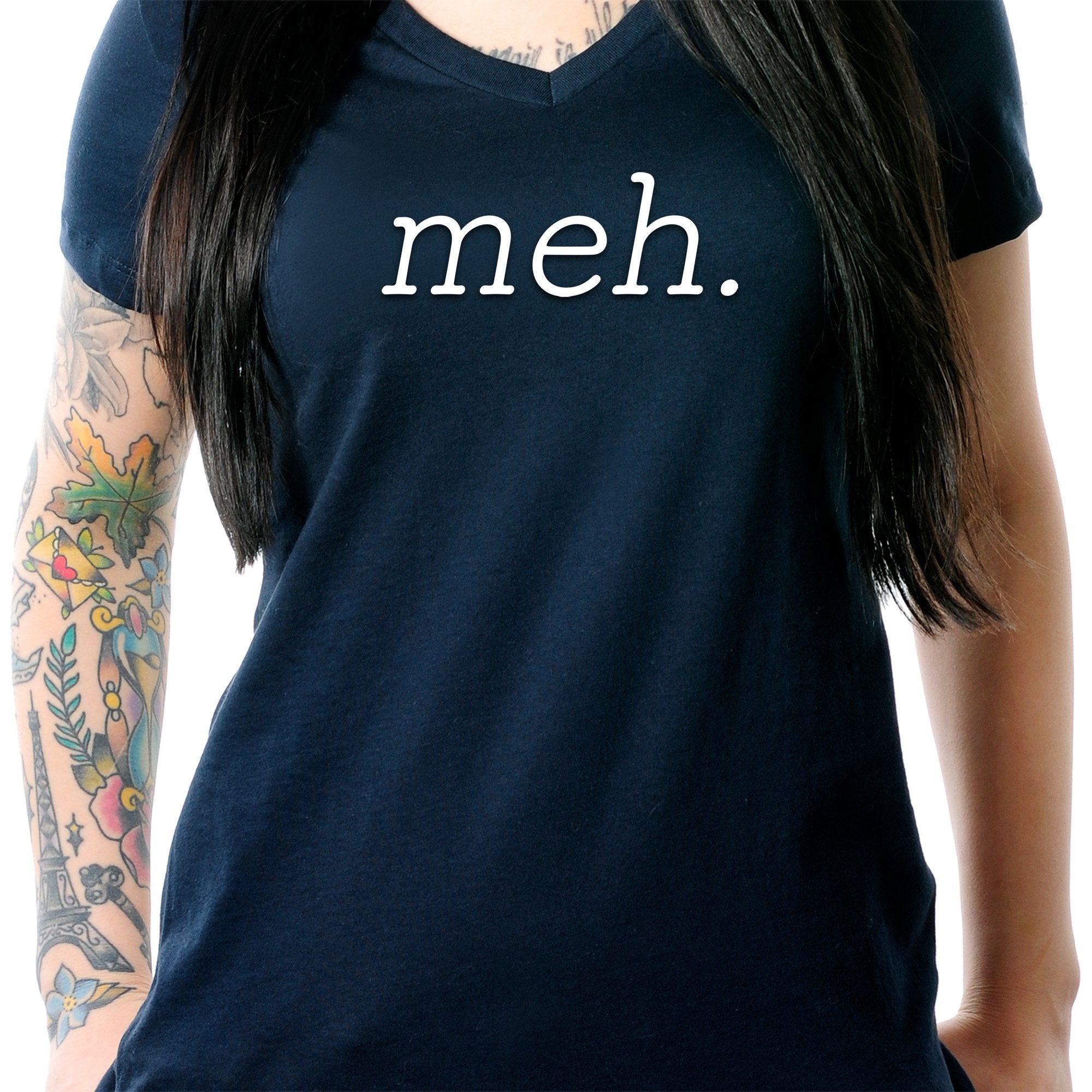 Meh. Black Tapered V-Neck Tee Shirt