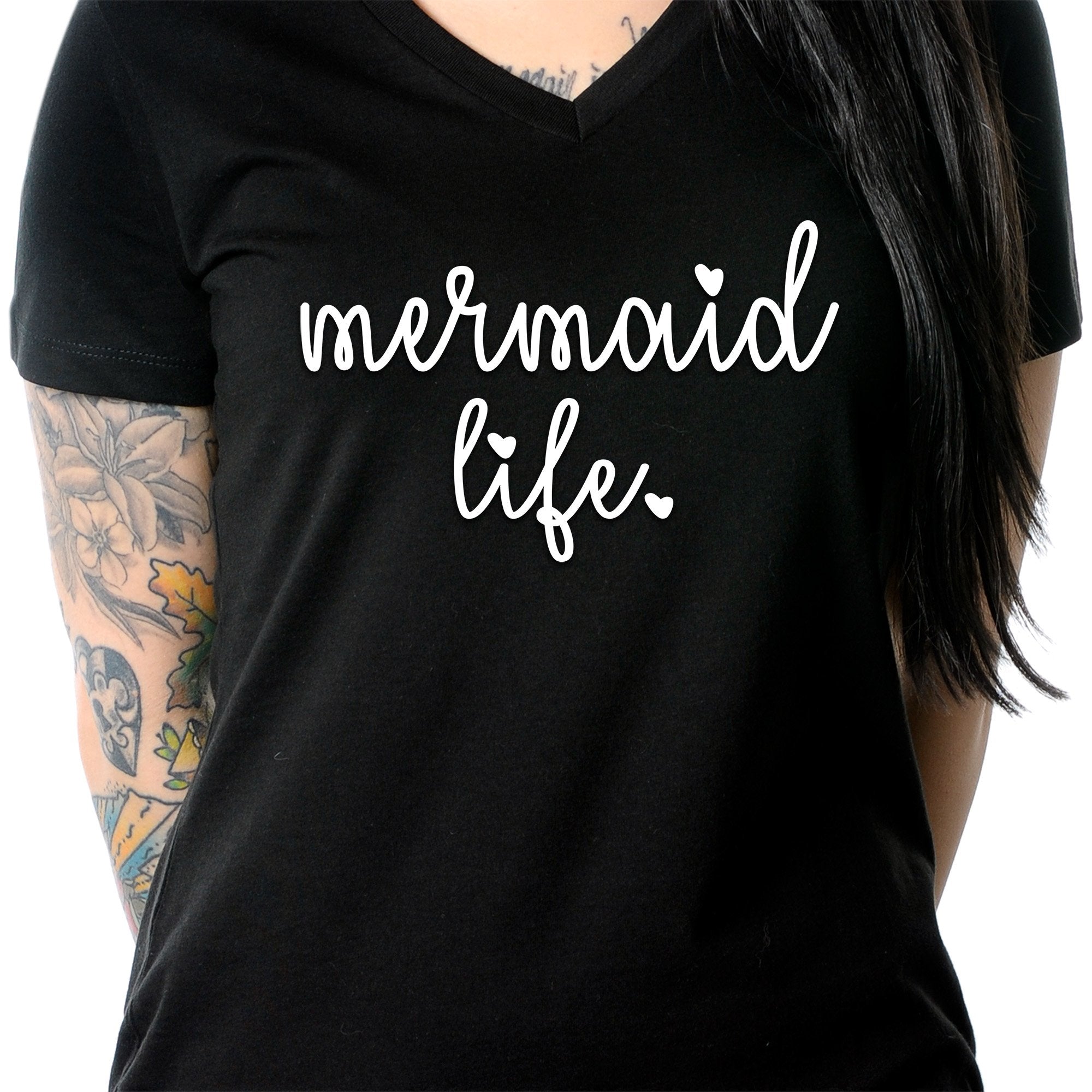 Mermaid Life Tapered V-Neck Tee Shirt