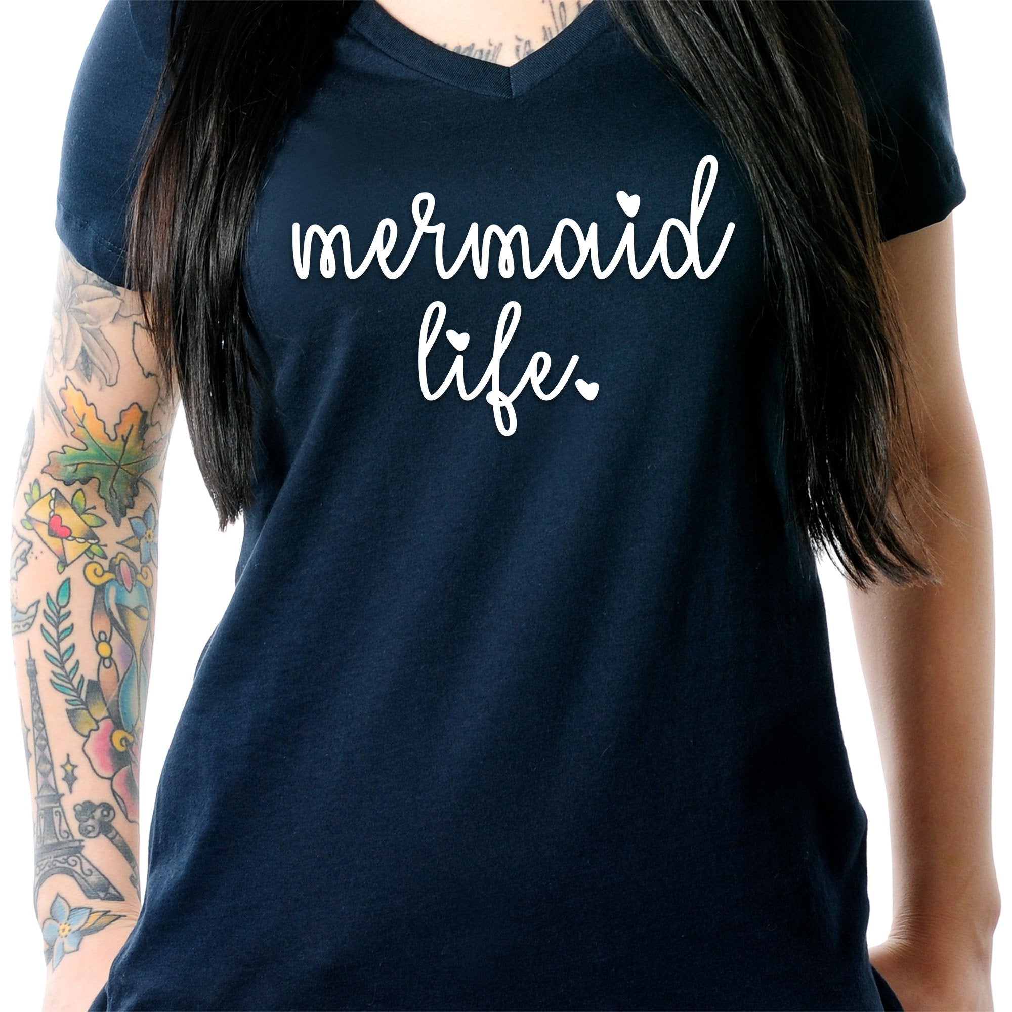 Mermaid Life Tapered V-Neck Tee Shirt