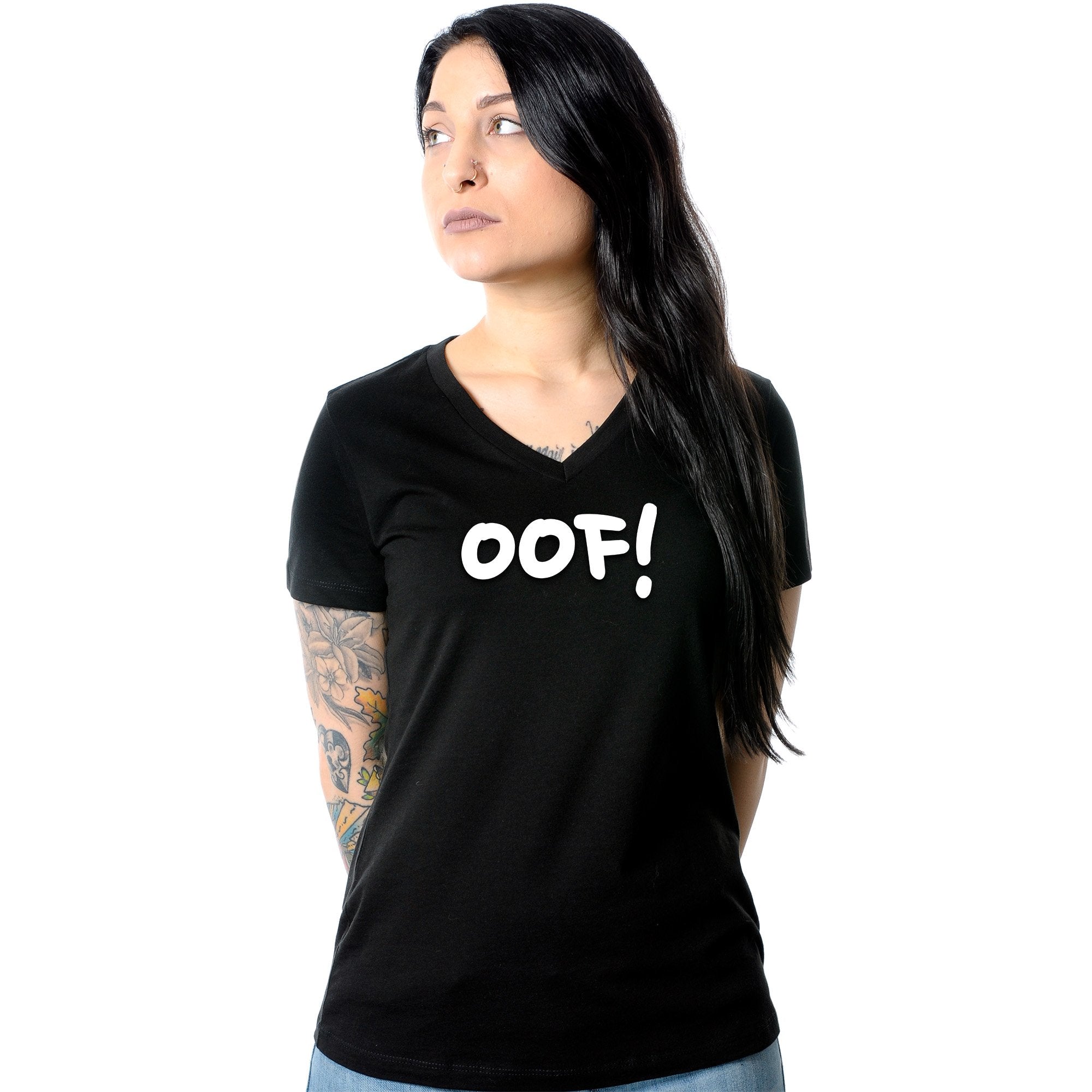 oof! Black Tapered V-Neck Tee Shirt