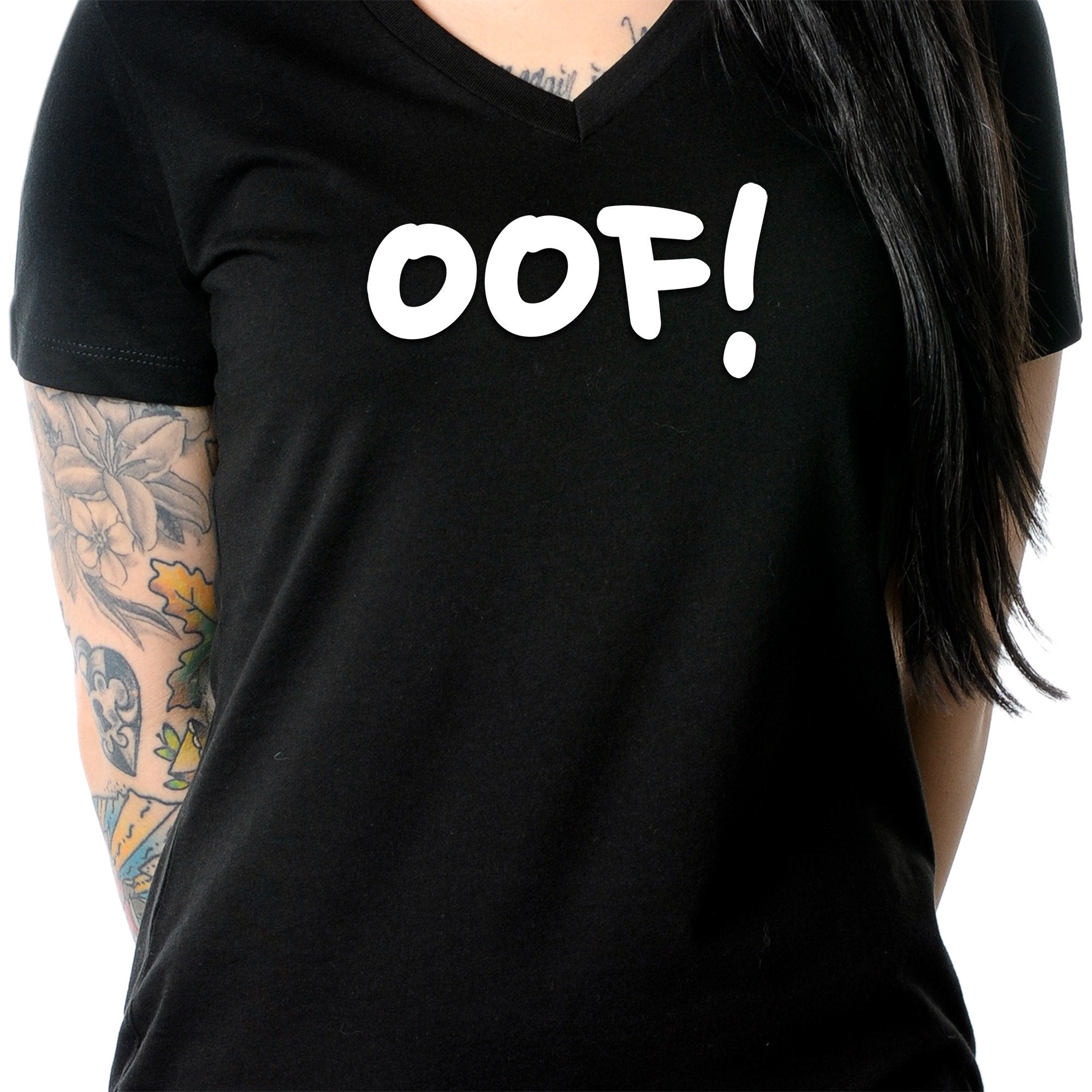 oof! Black Tapered V-Neck Tee Shirt