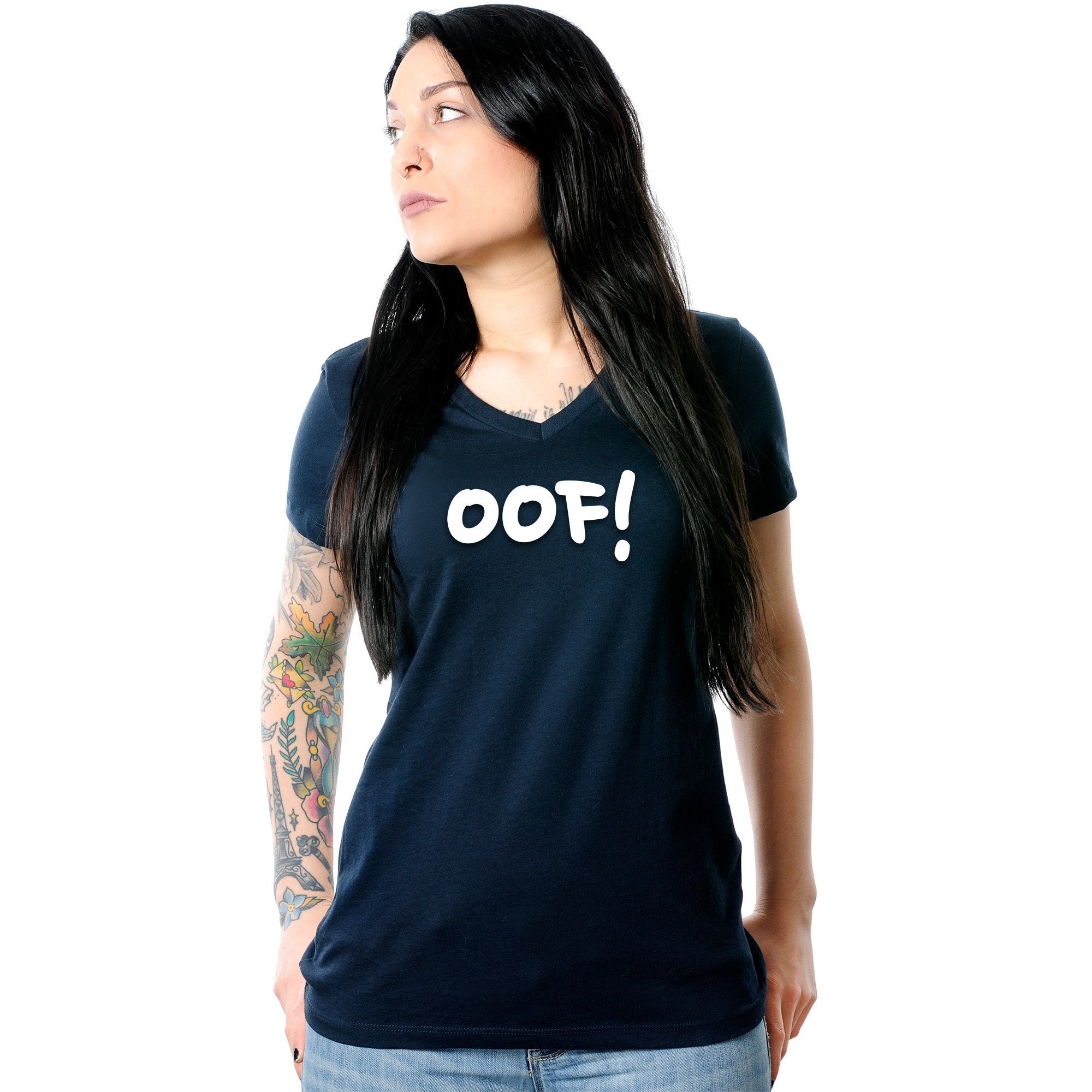 oof! Black Tapered V-Neck Tee Shirt