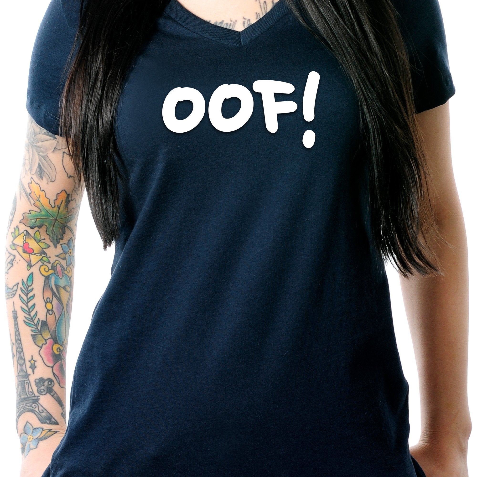 oof! Black Tapered V-Neck Tee Shirt