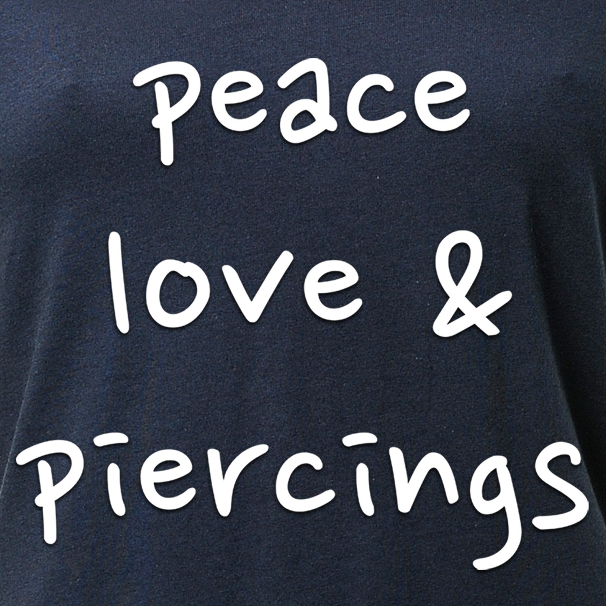 Peace Love & Piercings Black Tapered V-Neck Tee Shirt