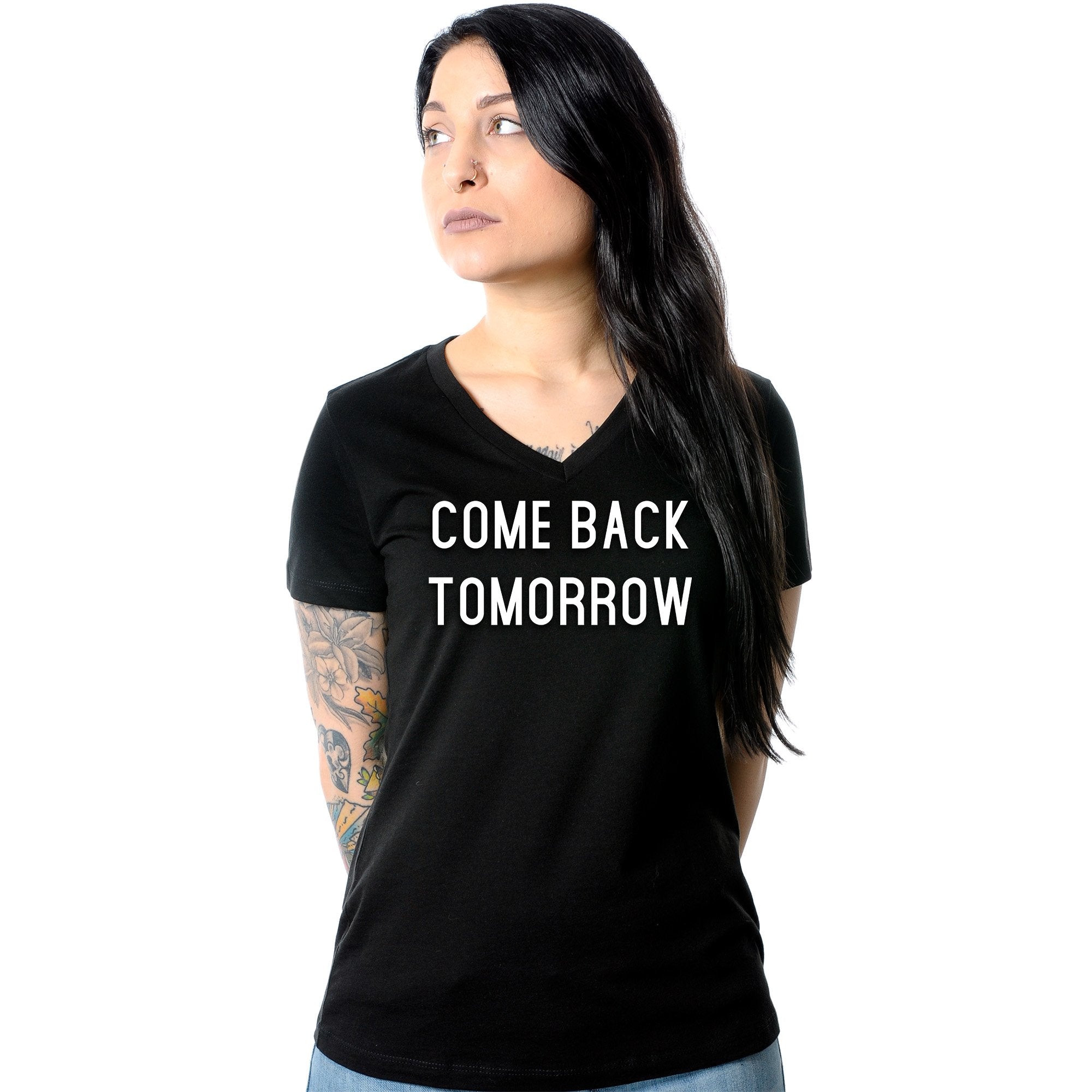 Come Back Tomorrow Tapered V-Neck Tee Shirt