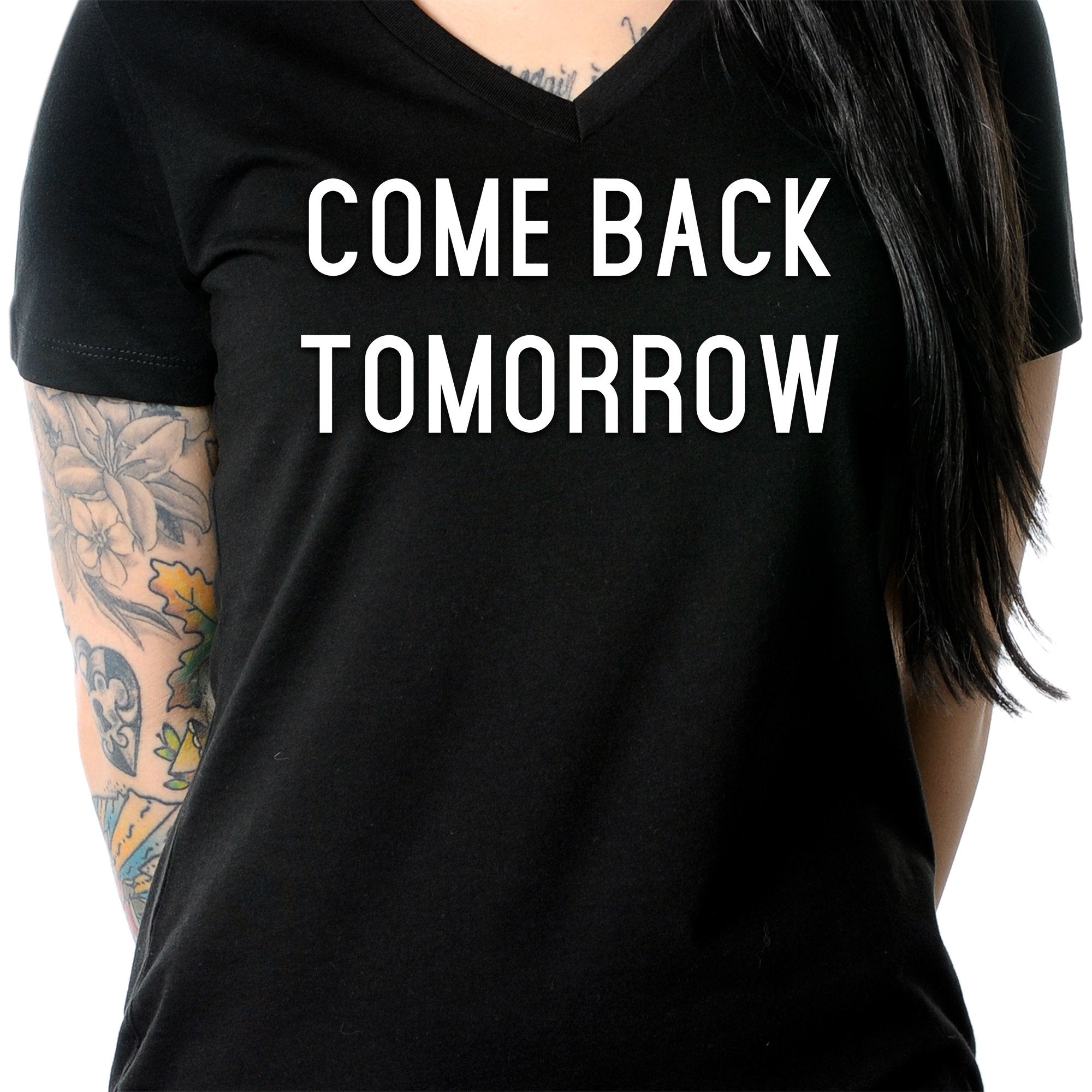 Come Back Tomorrow Tapered V-Neck Tee Shirt