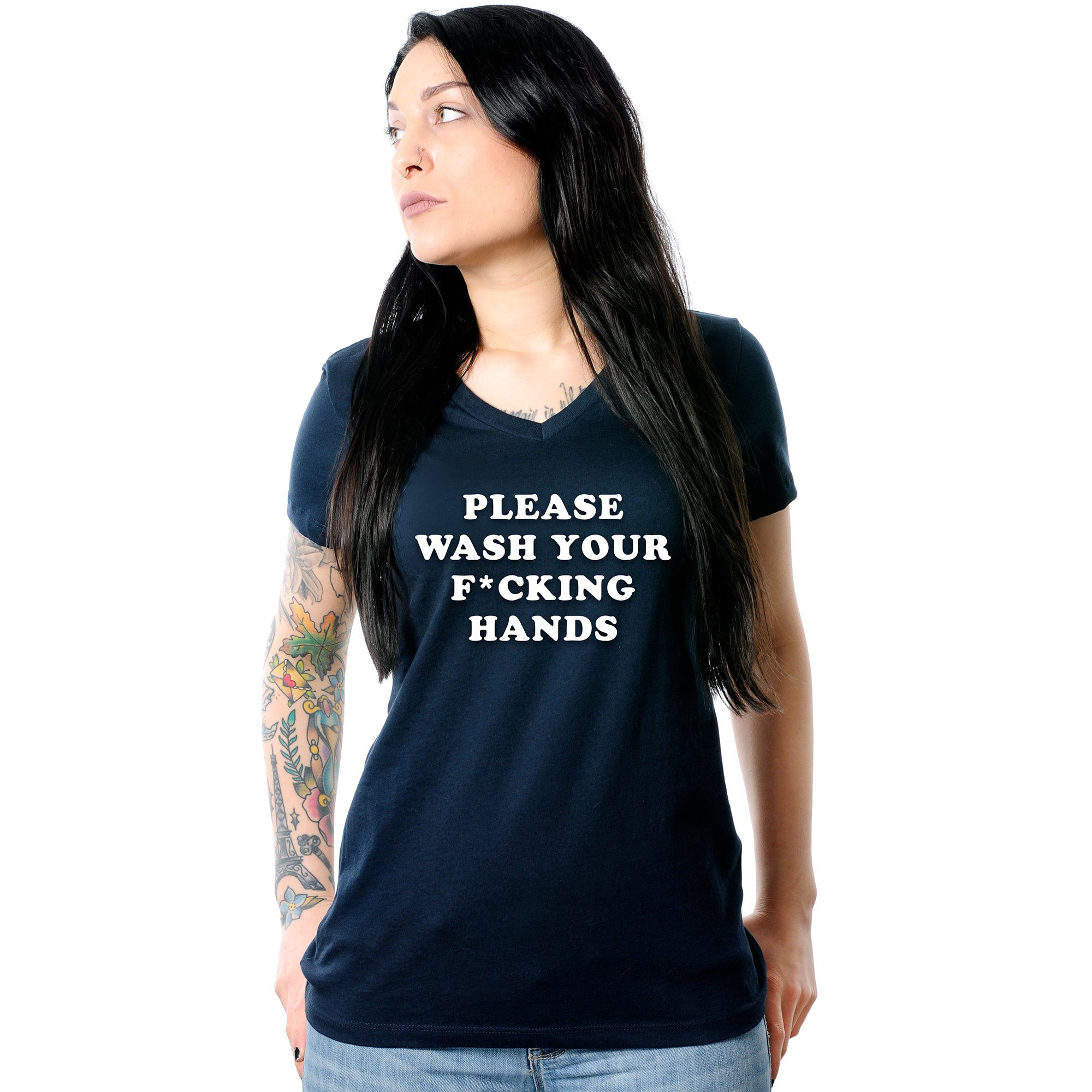 Please Wash Your F*cking Hands Tapered V-Neck Tee