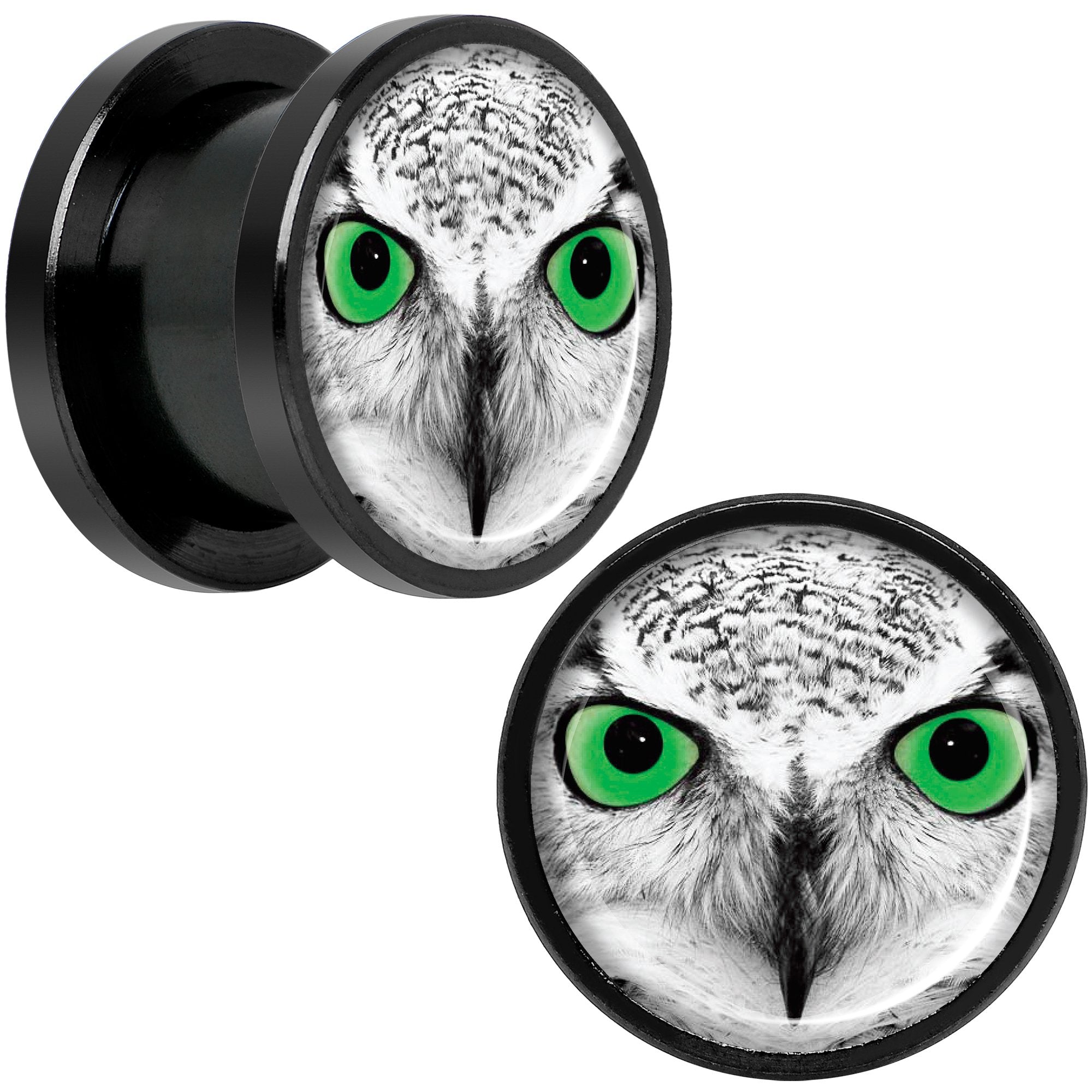 Black White Owl Black Anodized Screw Fit Plug Set 1/2