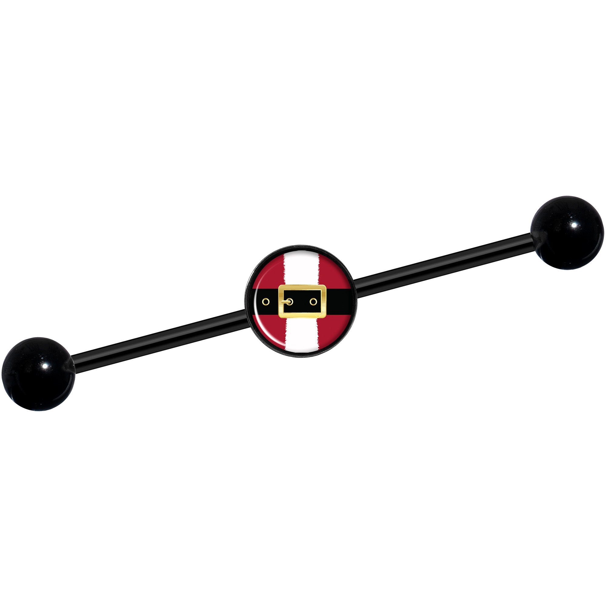 14 Gauge Christmas Santa Suit Black Industrial Barbell 37mm