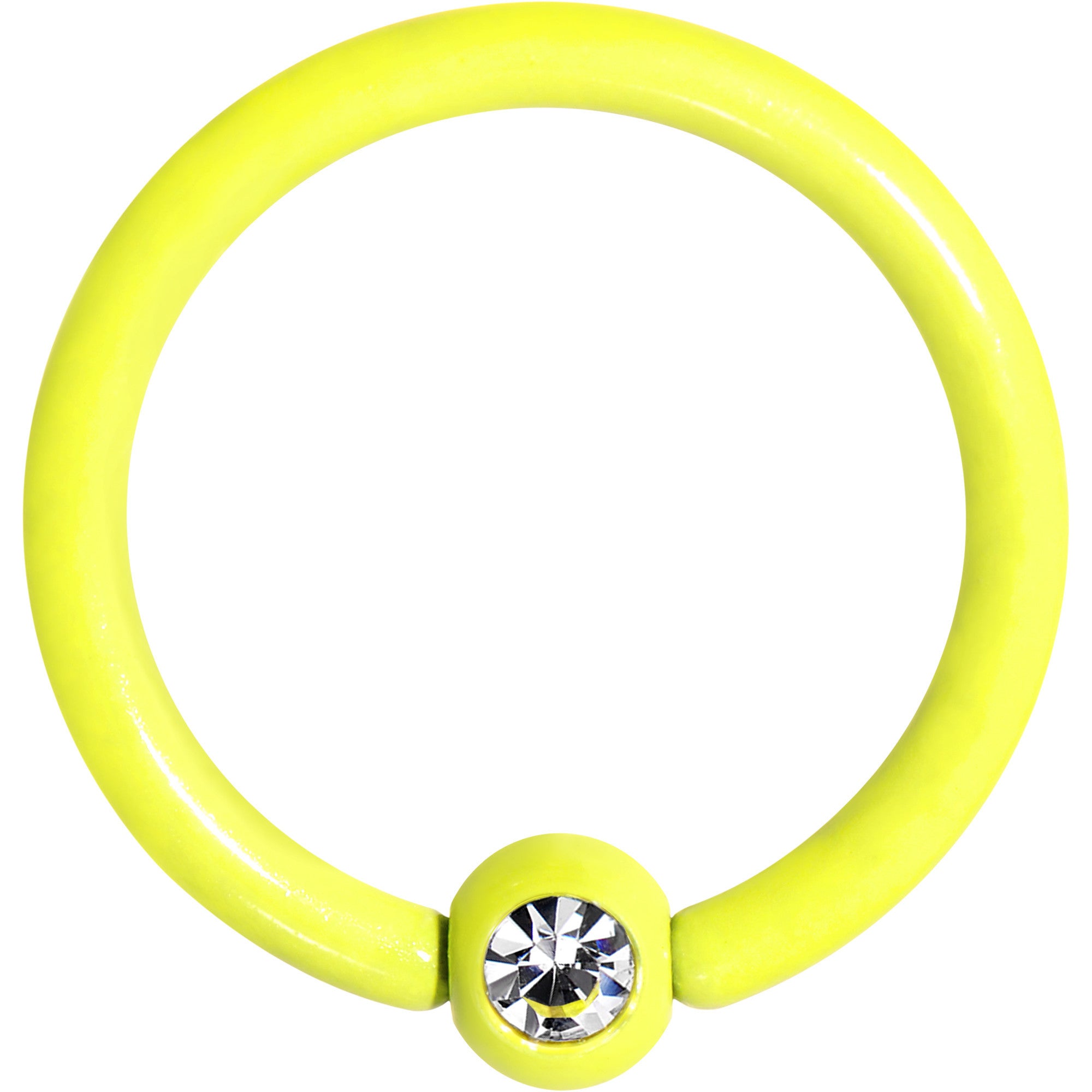 16 Gauge 3/8 Clear Gem Yellow Acrylic Over Steel Captive Ring