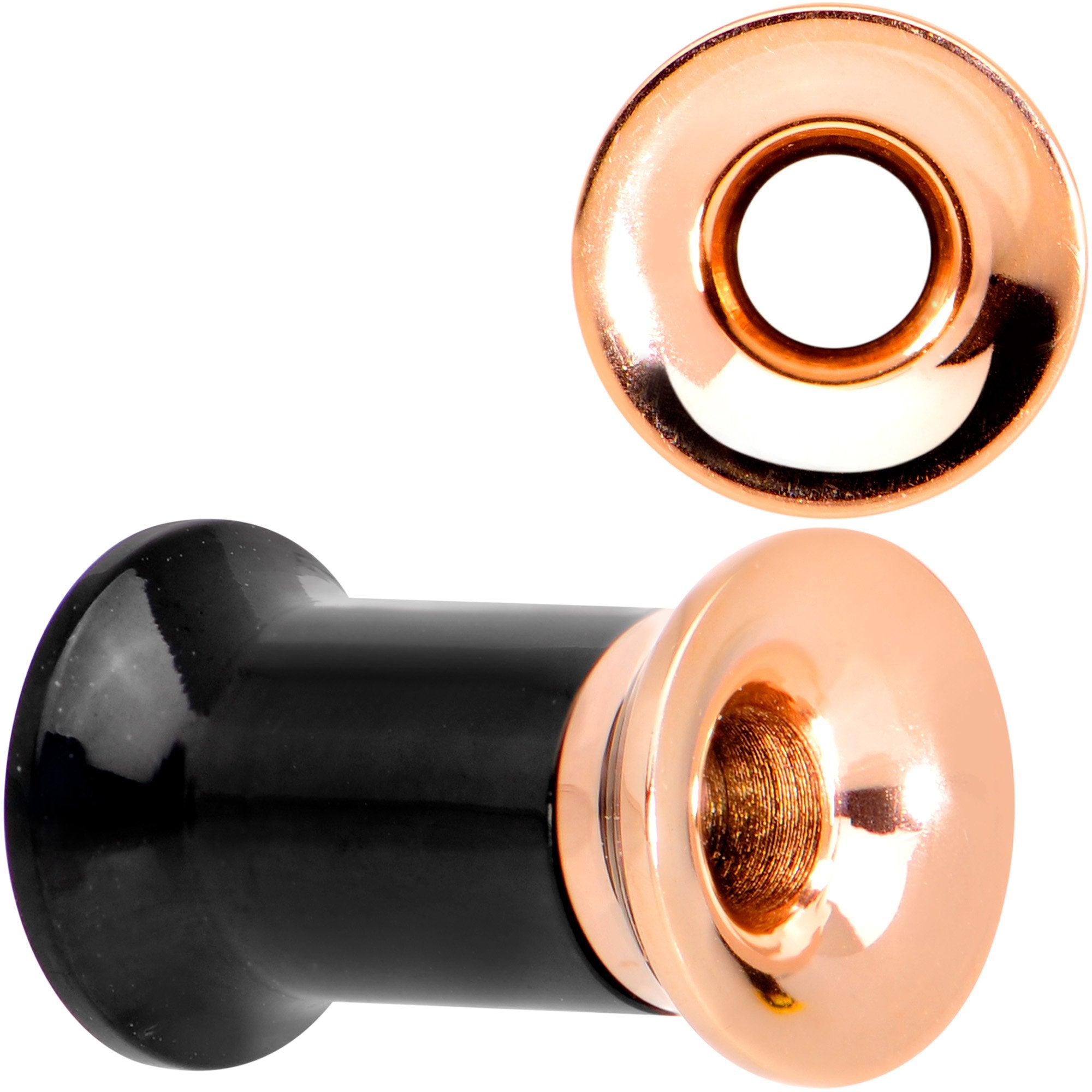 Black Rose Gold PVD Two Tone Screw Fit Tunnel Plug Set 3mm to 16mm