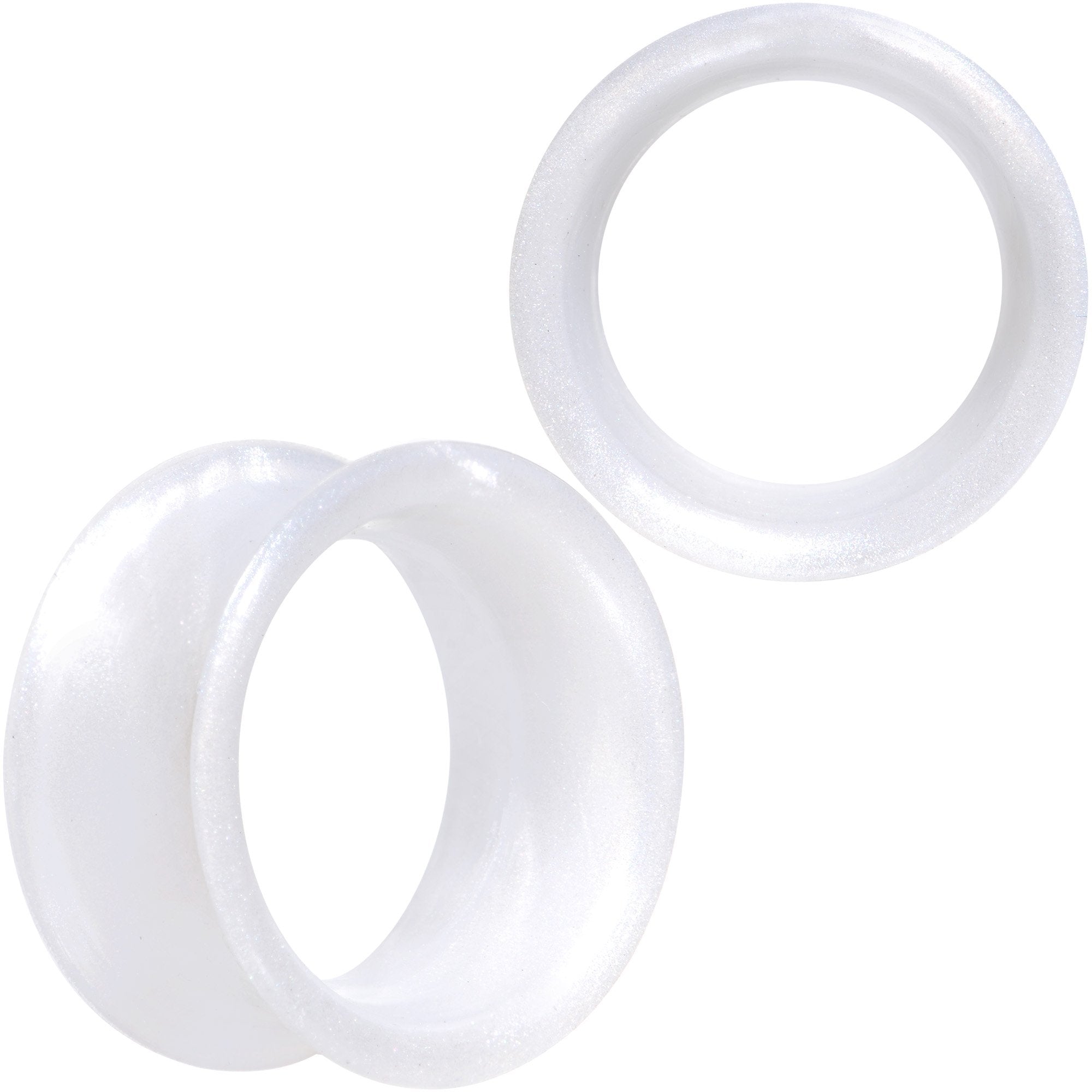 Thin Flexible White Silicone Tunnel Plug Set 6mm to 25mm