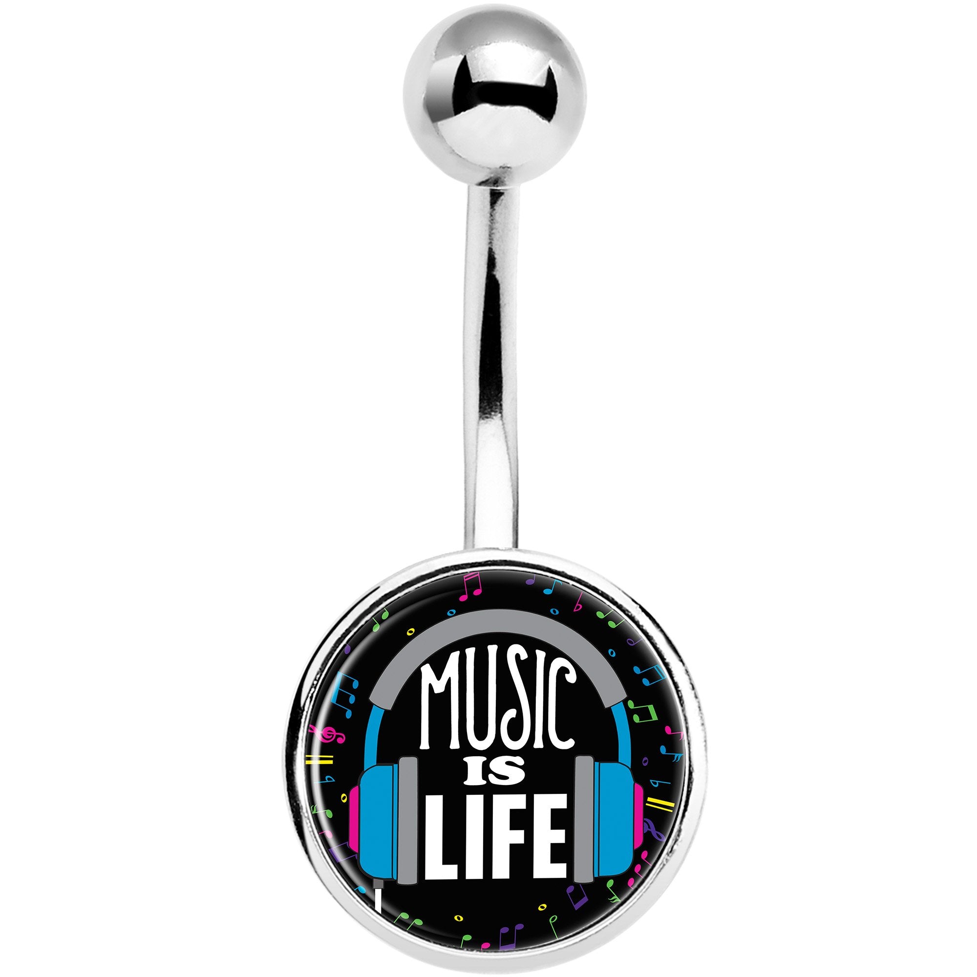 Music is Life Headphones Belly Ring