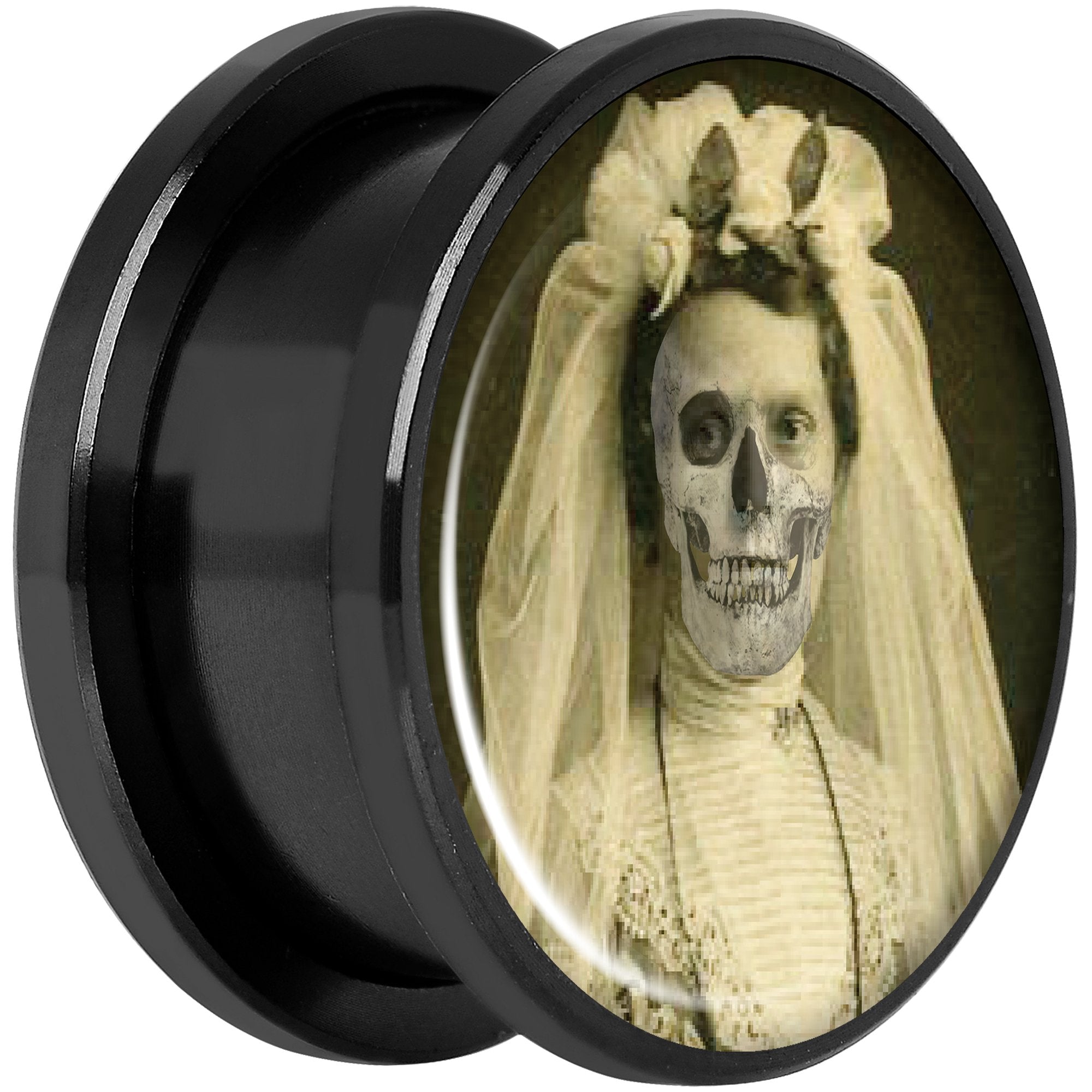 Undead Bride and Groom Halloween Black Anodized Plug Set 18mm