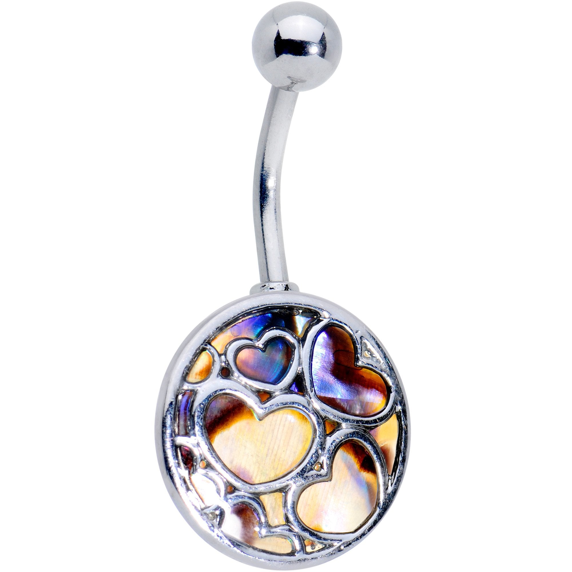 Iridescent Ornate Heart Belly Ring