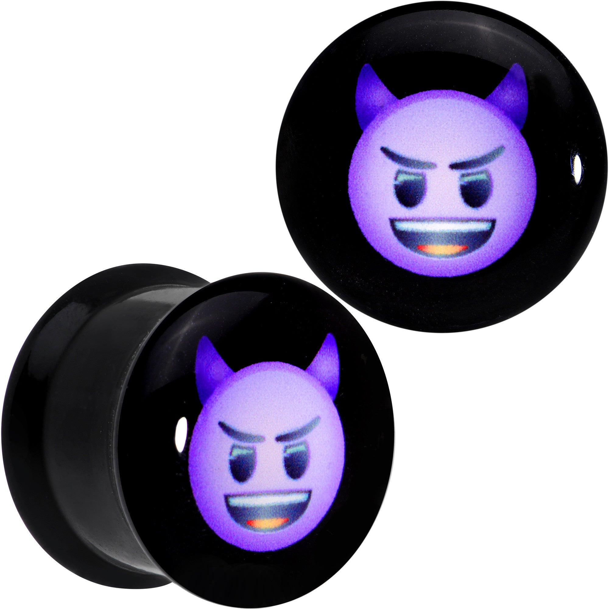 9/16 Licensed Purple Devil emoji Acrylic Double Flare Plug Set