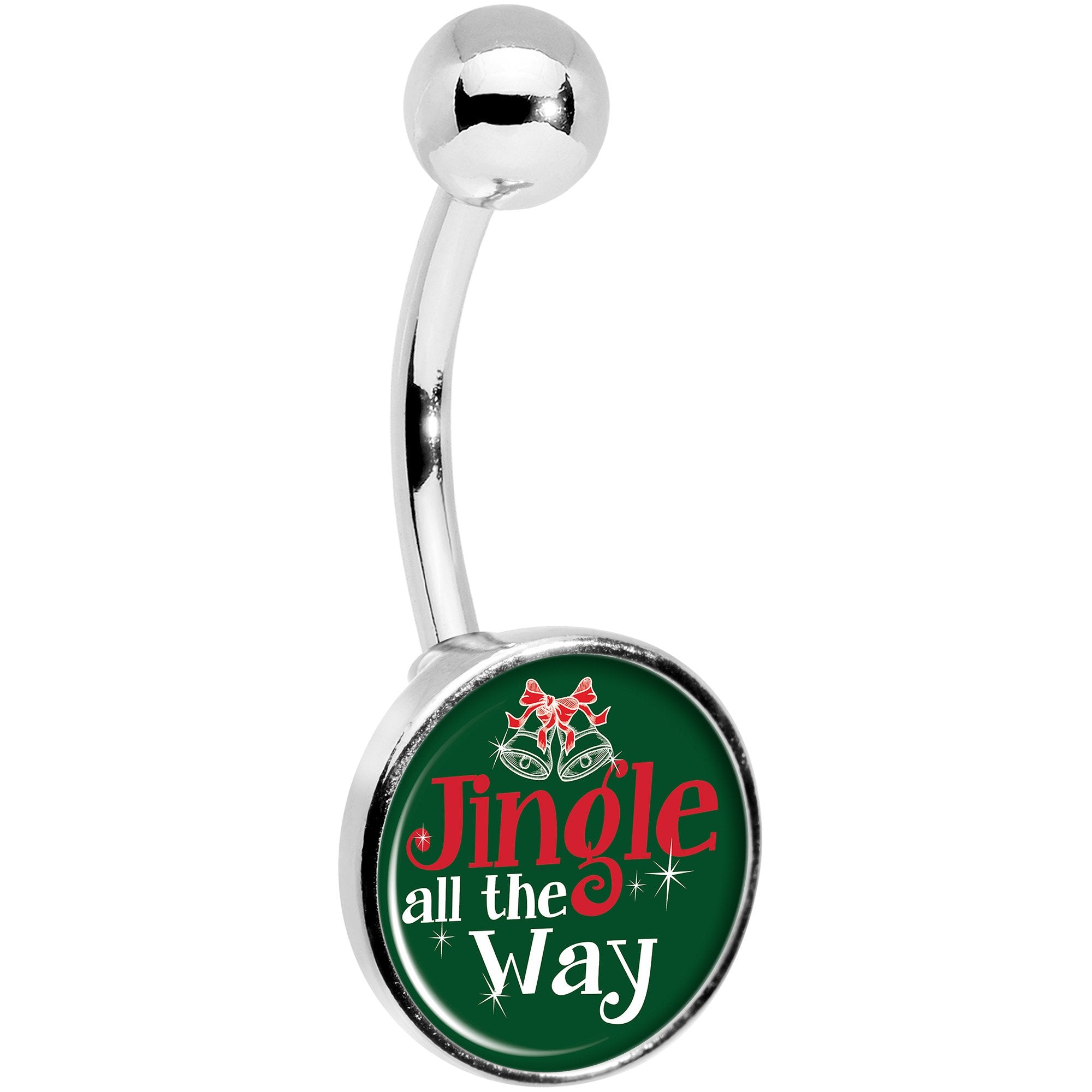 Green Jingle All the Way Belly Ring