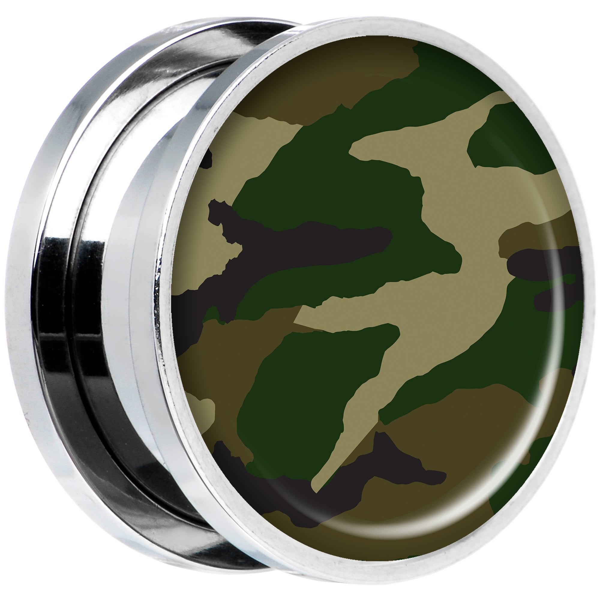 Woodland Camo Print Steel Screw Fit Plug Set 18mm