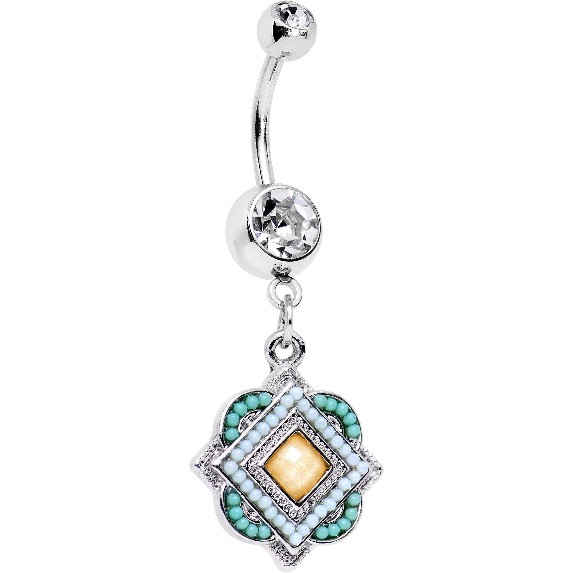 Clear Yellow Gem Easter Sunday Dangle Belly Ring