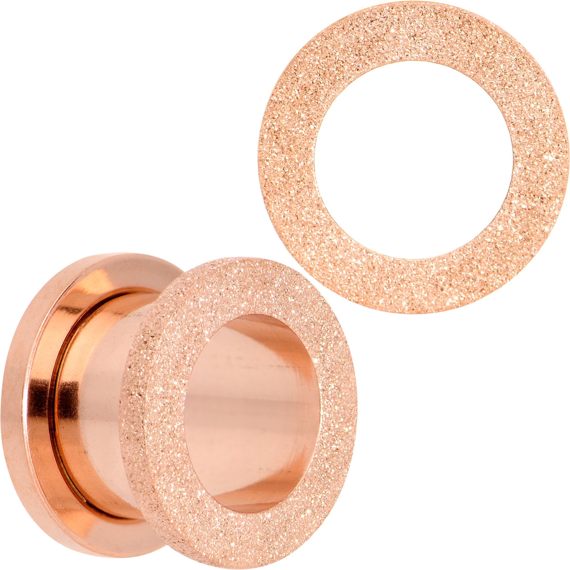 Rose Gold PVD Sandblasted Screw Fit Tunnel Plug Set 5mm to 16mm