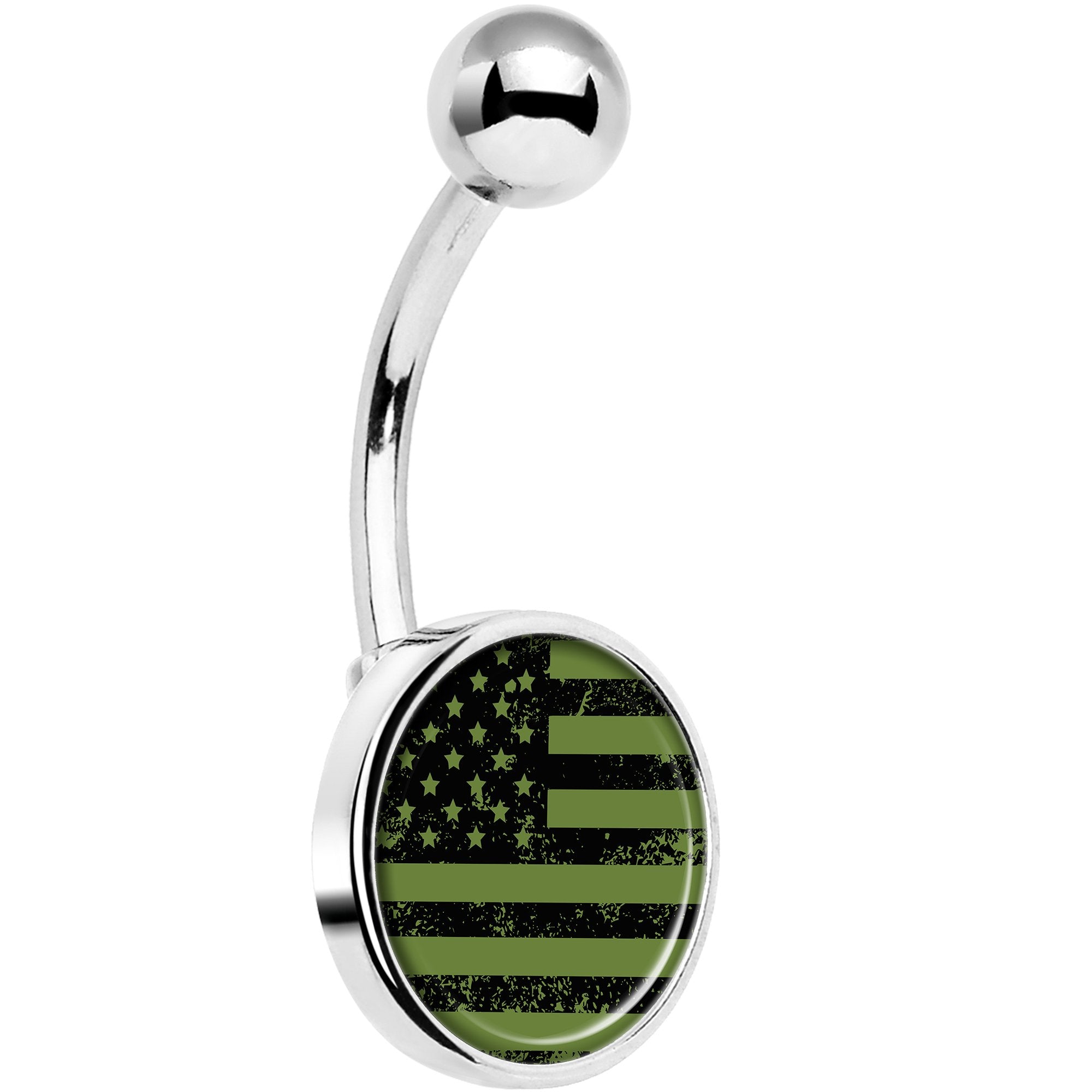 Green American Flag Belly Ring