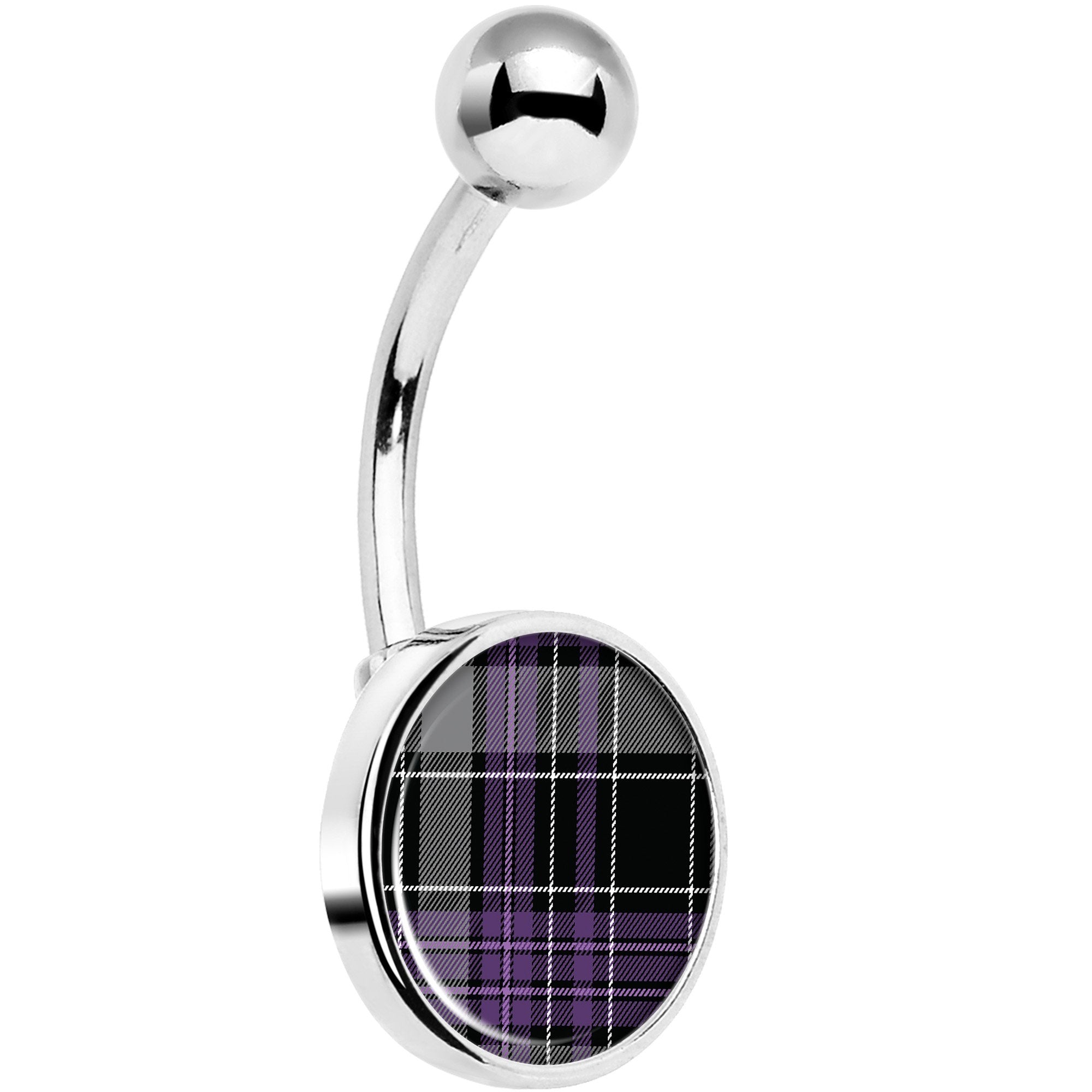 Winter Purple Black Plaid Belly Ring