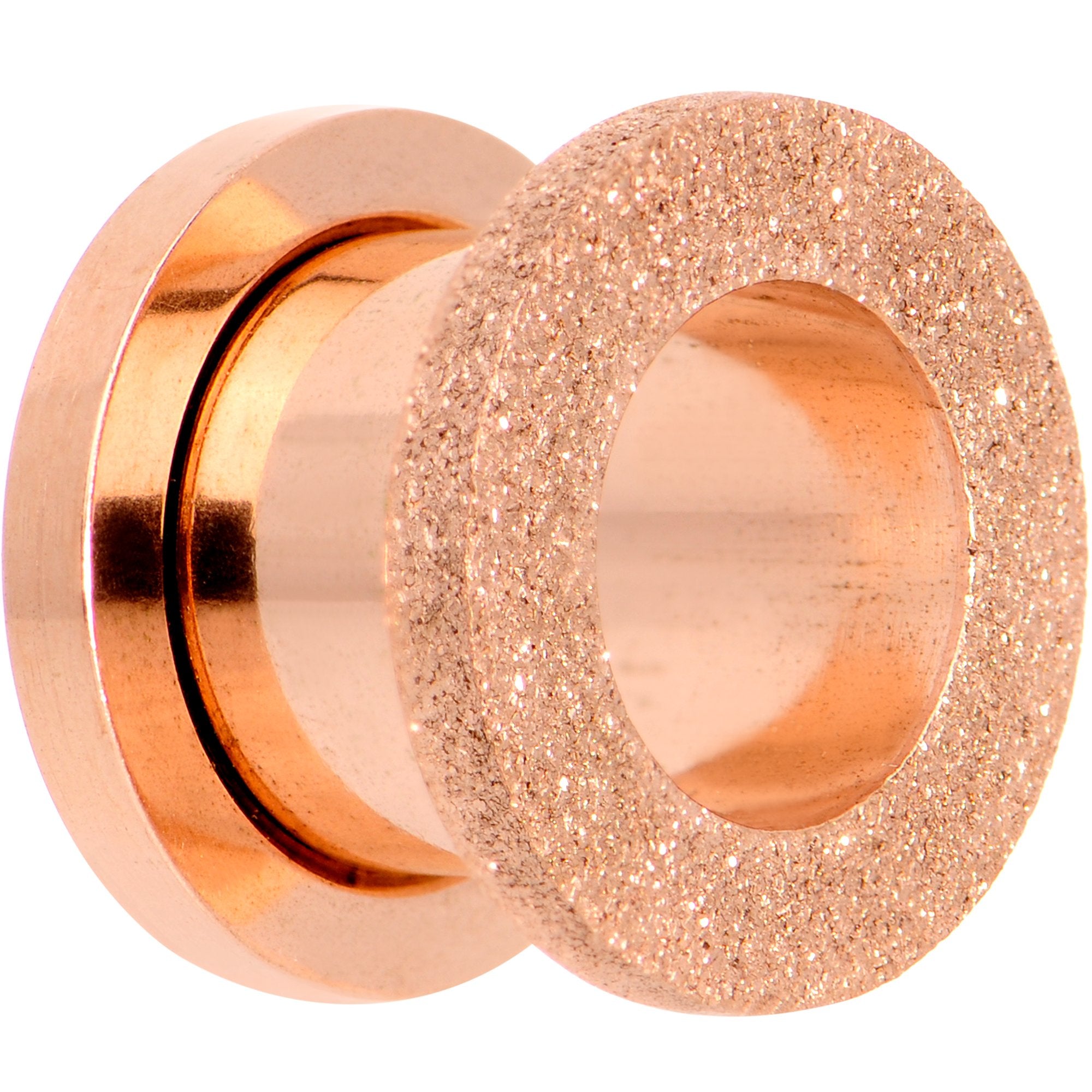 Rose Gold PVD Sandblasted Screw Fit Tunnel Plug Set 5mm to 16mm