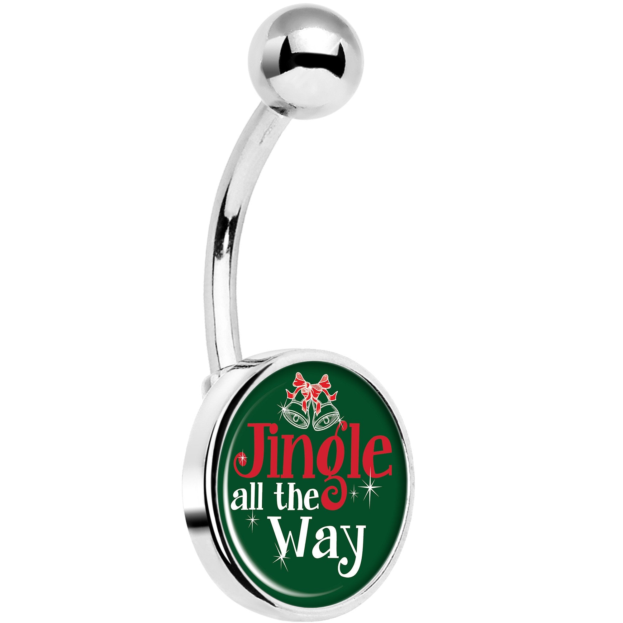 Green Jingle All the Way Belly Ring