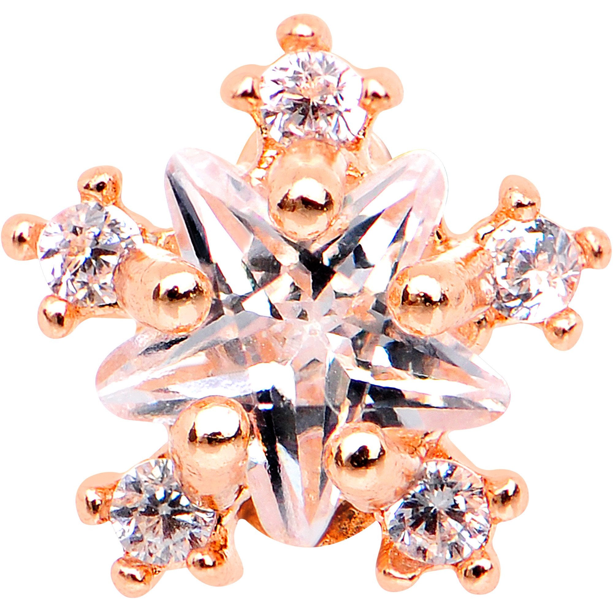 Clear CZ Gem Rose Gold Tone Anodized Stardust Tragus Cartilage Earring