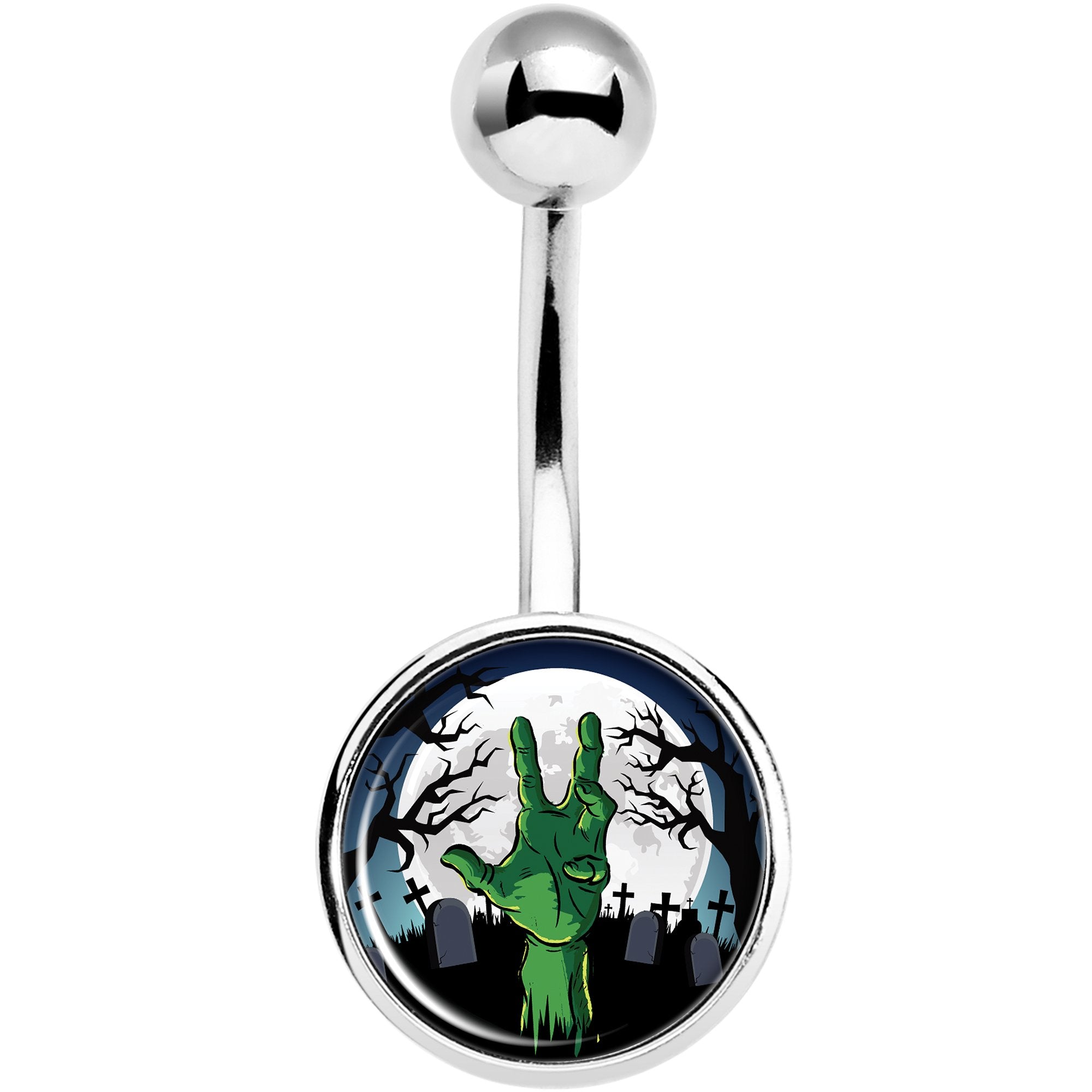 Cemetery Zombie Hand Halloween Belly Ring