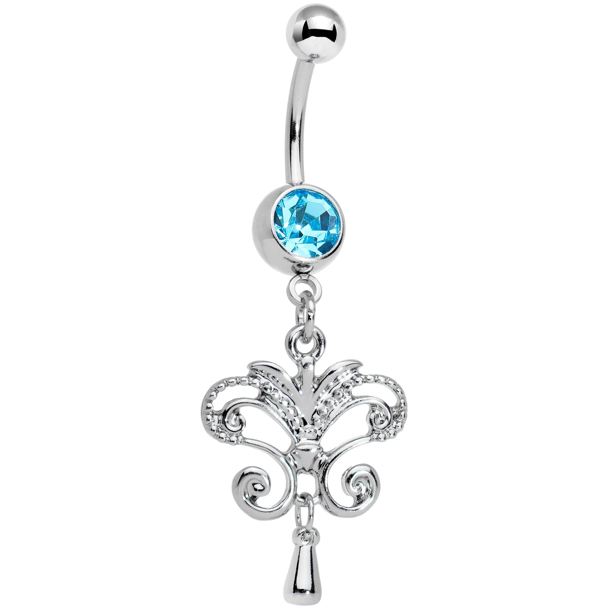 Blue Gem Chandelier Double Dangle Belly Ring