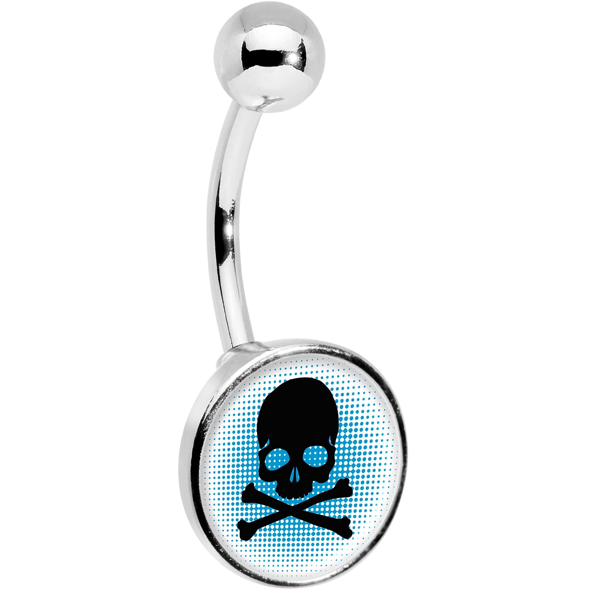 Blue Black Skull Belly Ring