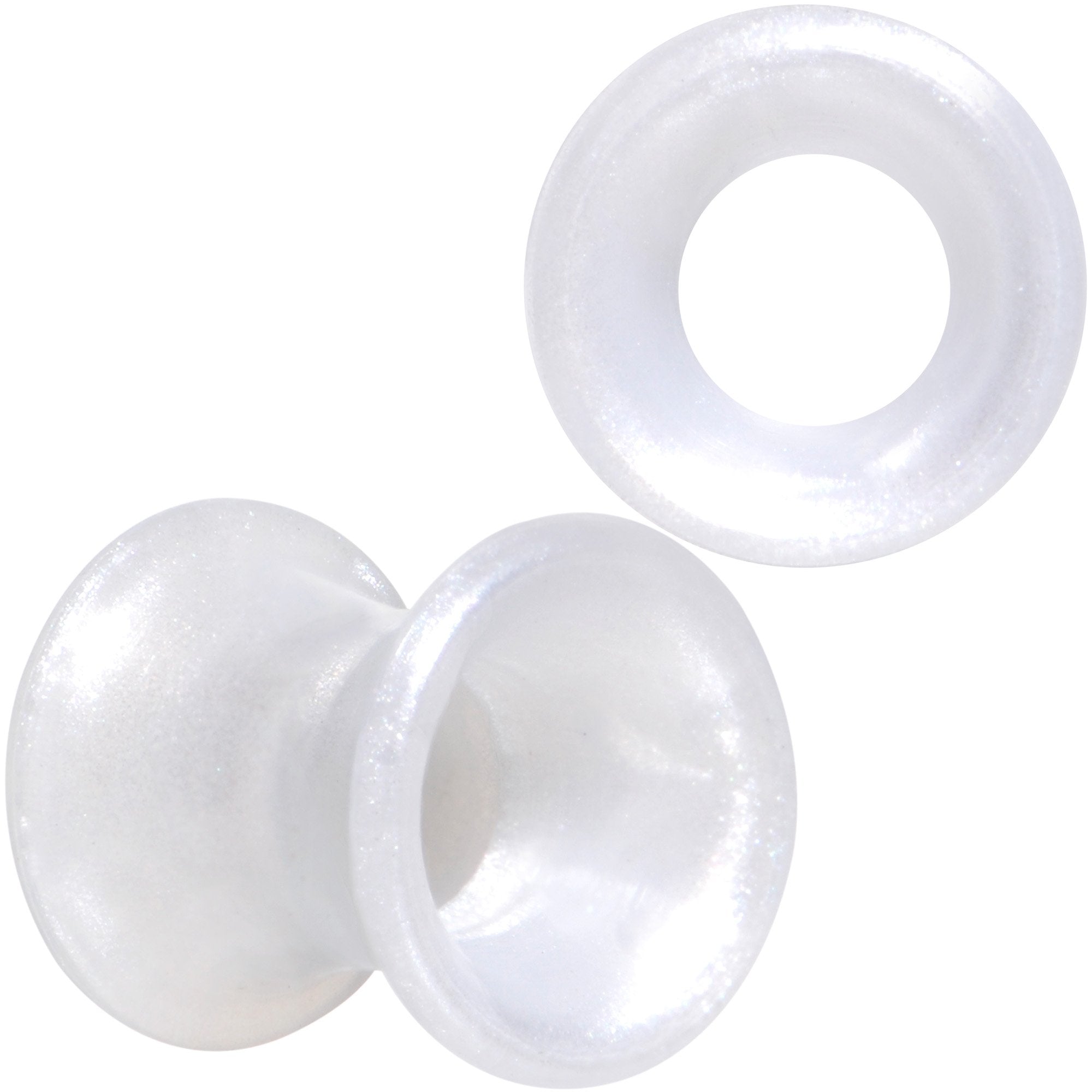 Thin Flexible White Silicone Tunnel Plug Set 6mm to 25mm