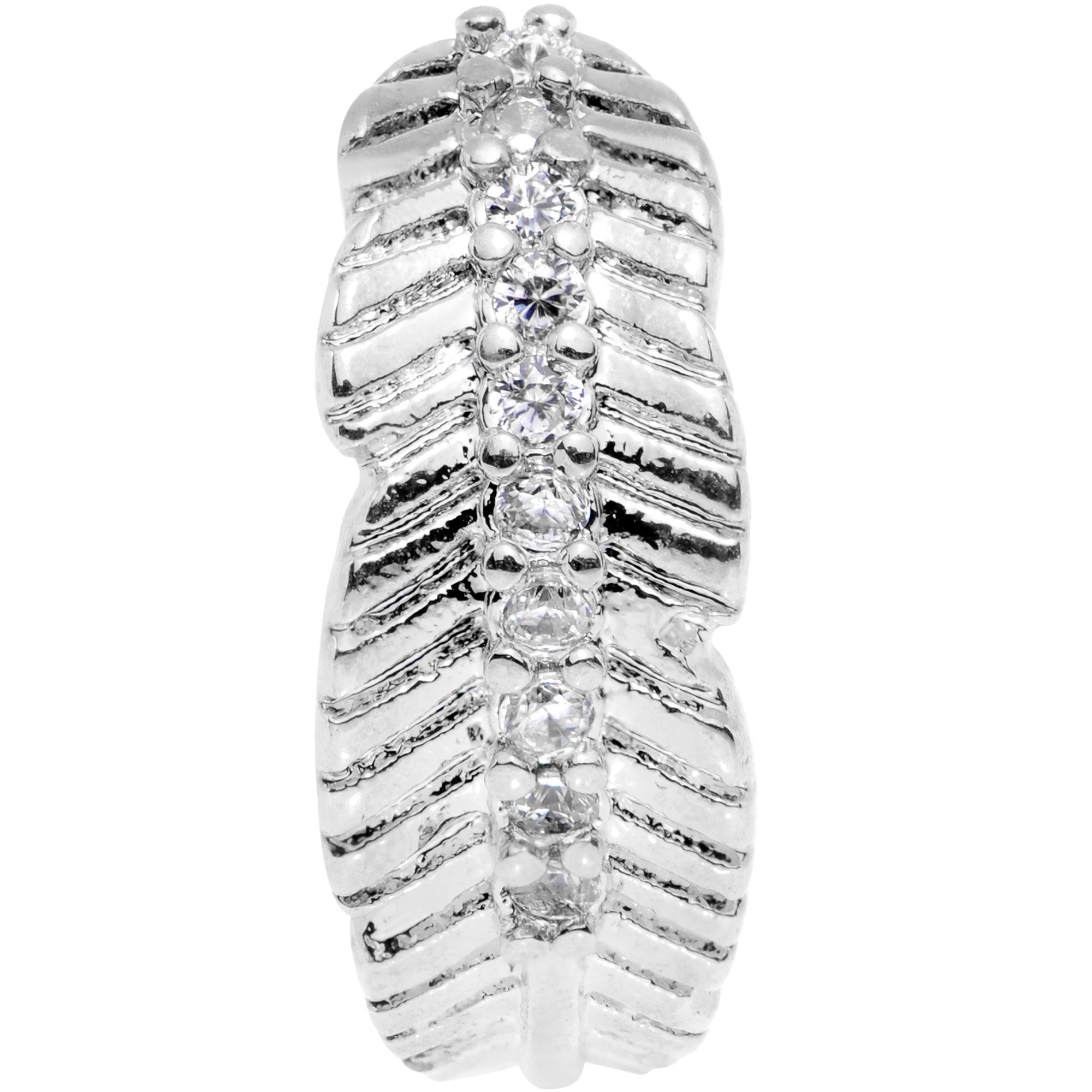 18 Gauge Clear CZ Gem Feather Seamless Circular Ring