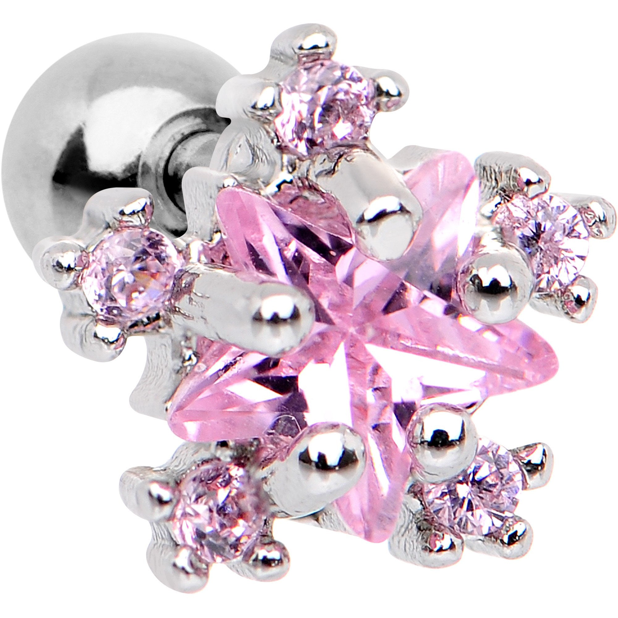 Pink CZ Gem Stardust Tragus Cartilage Earring