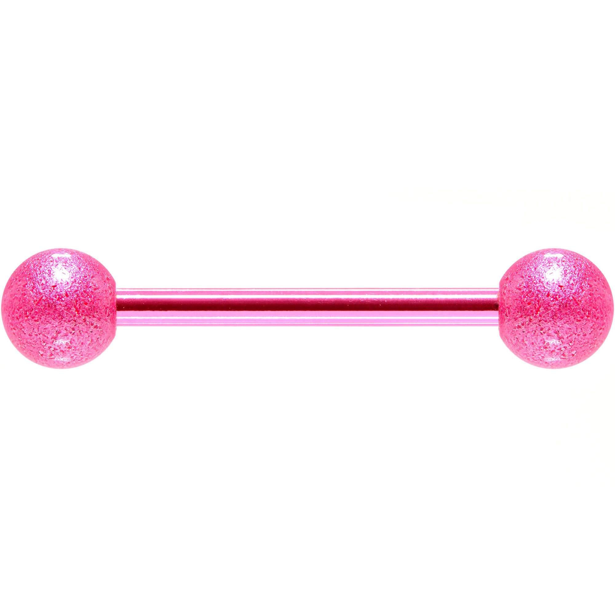 Pink Color PVD Sandblasted Barbell Tongue Ring