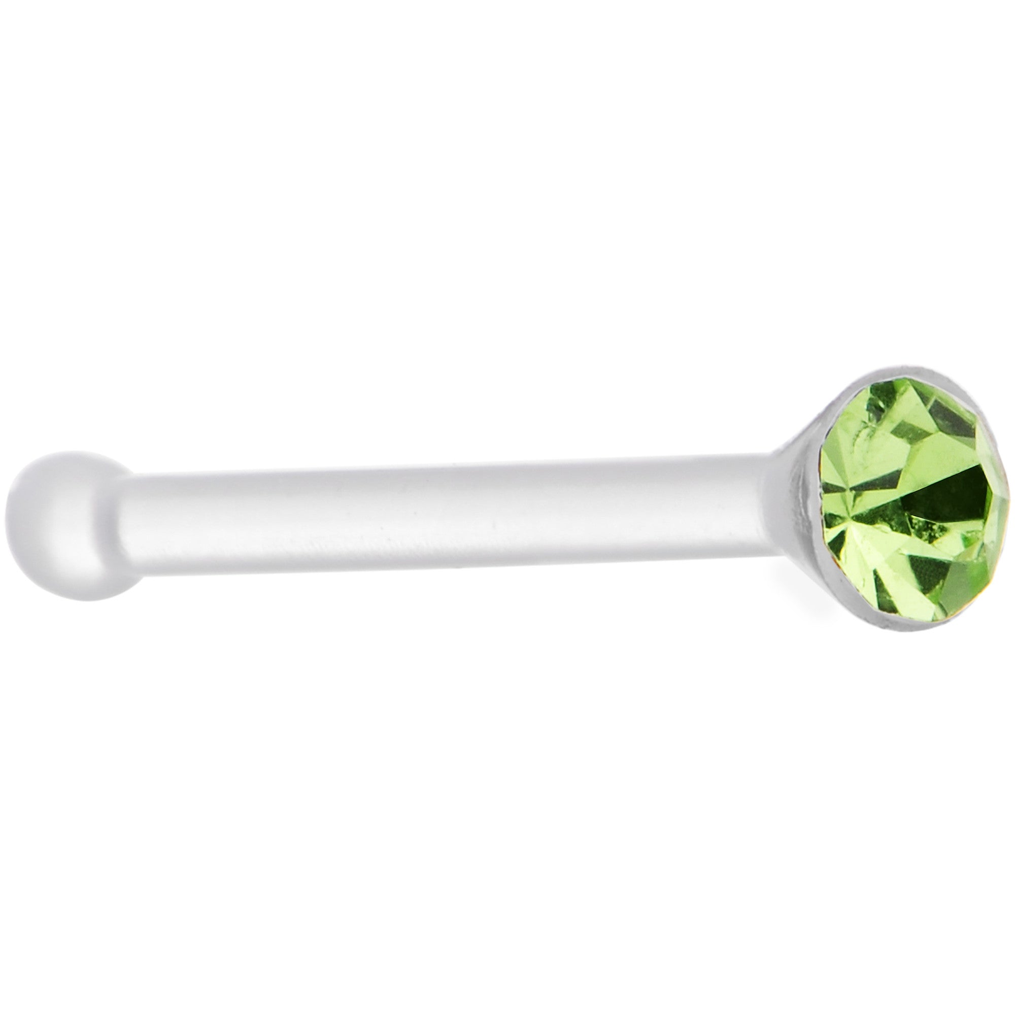 20 Gauge 1/4 Green Gem Stud Acrylic Nose Bone